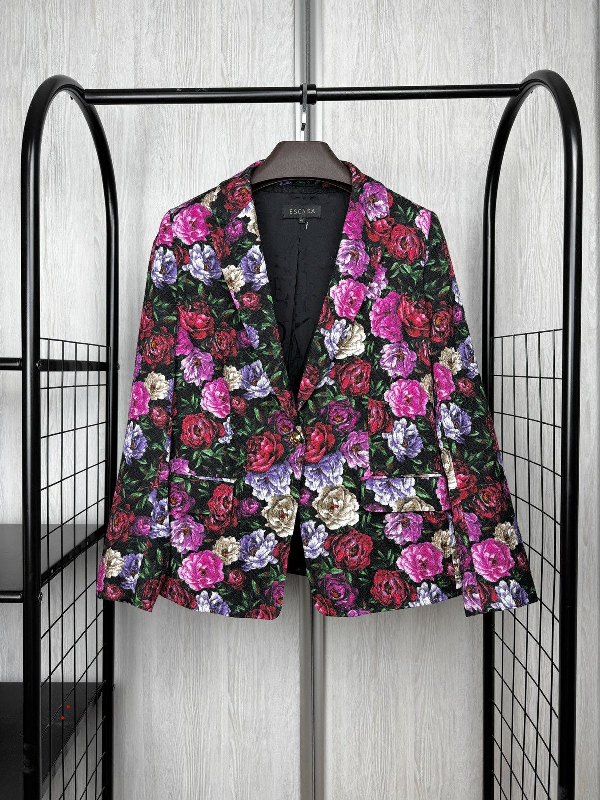 Escada Escada Dinavia Floral-print Hammered Cotton Viscose Jacket Size L / US 10 / IT 46 - 1 Thumbnail
