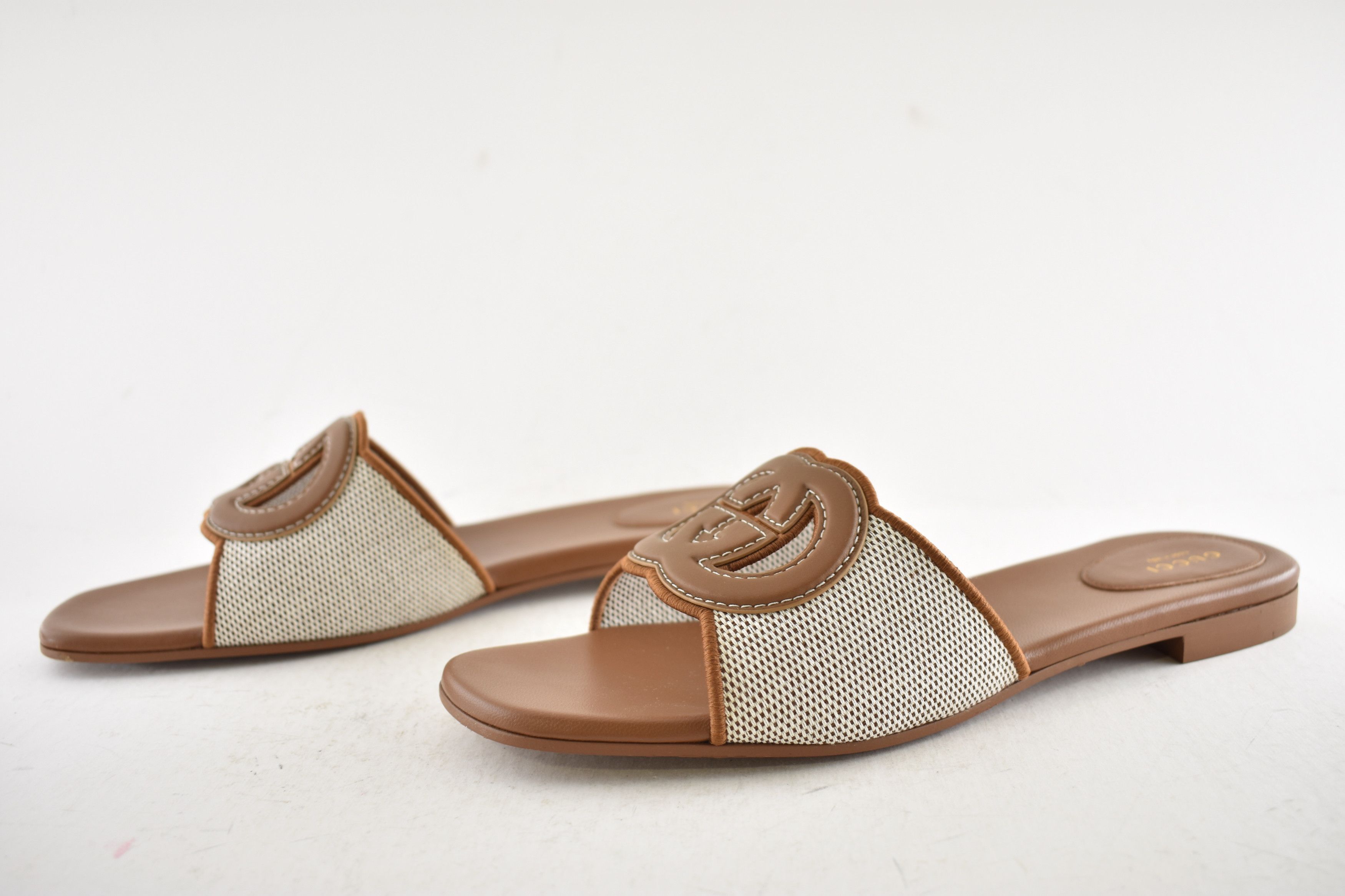 Gucci Gucci GG Interlocking Logo Brown Flat Slide Sandal 42 Size US 12 / IT 42 - 16 Thumbnail