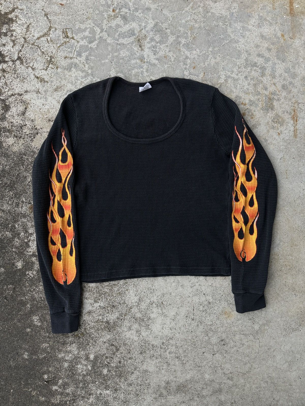Vintage Flame Motorcycle wing y2k thermal cropped Harley Chopper tee Size US S / EU 44-46 / 1 - 2 Thumbnail