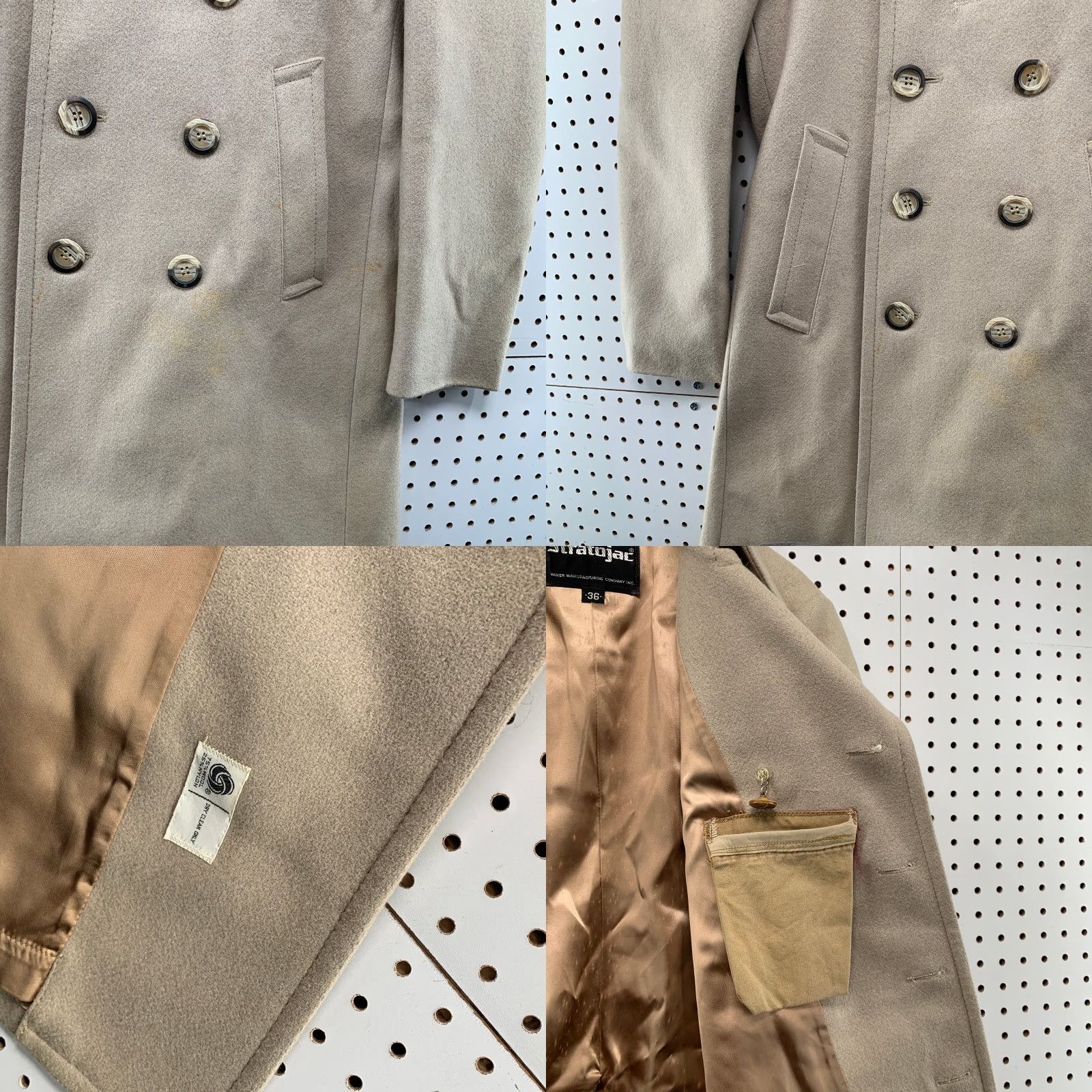 Doublet Vintage Stratojac Wool Double Breasted Coat Mens 36 Beige Military Pea Coat Size US XXS / EU 40 - 9 Thumbnail