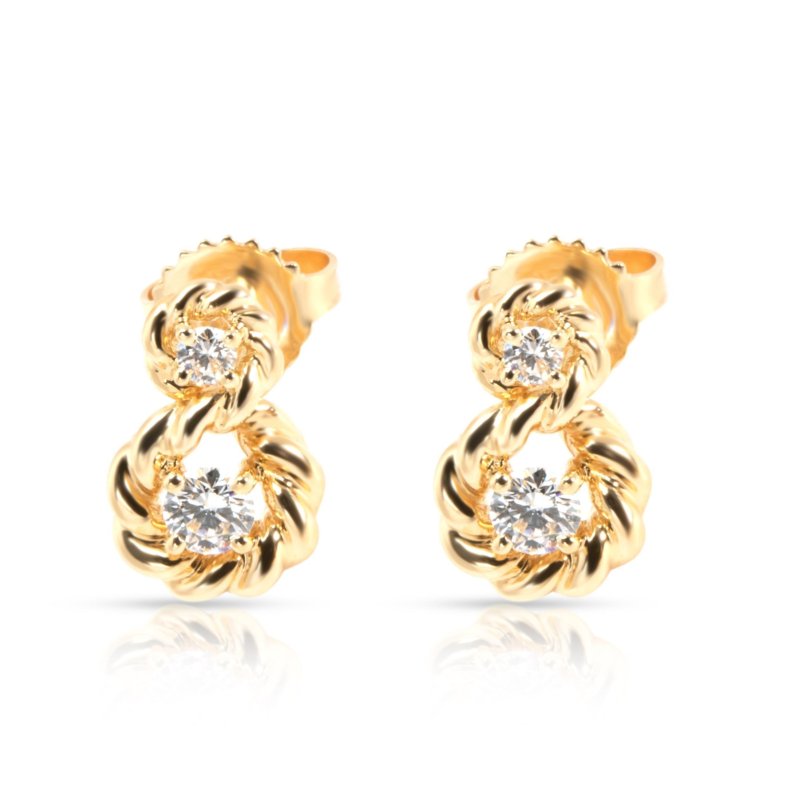 Tiffany & Co. Vintage Twisted Rope Infinity Diamond Earrings in 18K Gold 0.28ctw