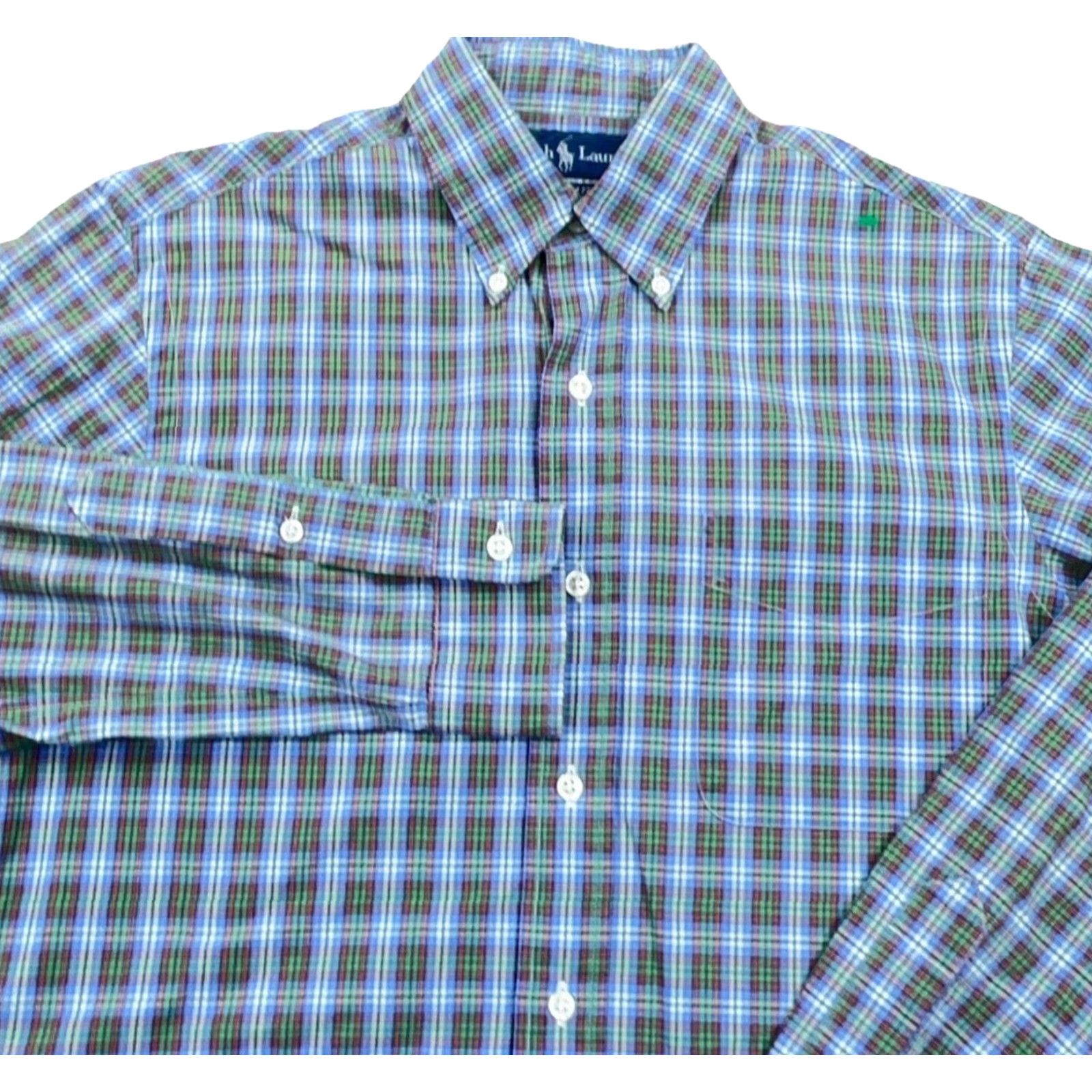 Ralph Lauren Ralph Lauren Shirt Men S Blue Green Button Up Custom Fit Tartan Plaid Poplin Size US S / EU 44-46 / 1 - 2 Thumbnail