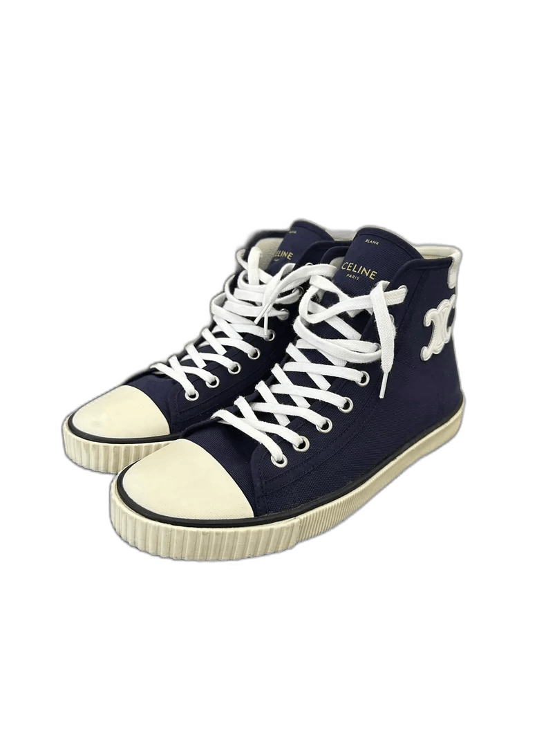 Celine Celine Navy Canvas High Top Sneakers Size US 7.5 / EU 40-41 - 1 Thumbnail