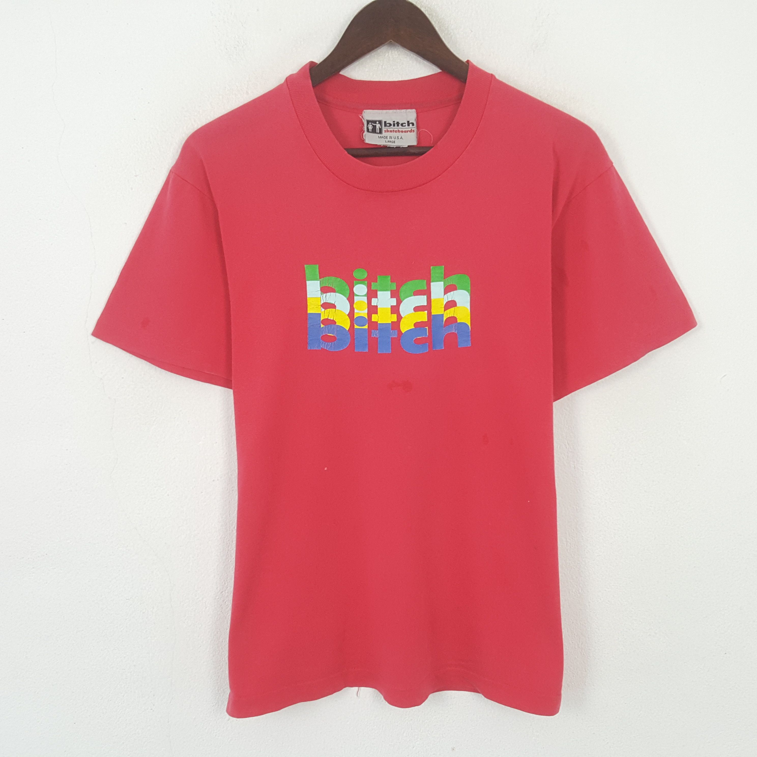 Japanese Brand Vintage 90’s Bitch Skateboard Rainbow T-shirt Size US M / EU 48-50 / 2 - 1 Thumbnail