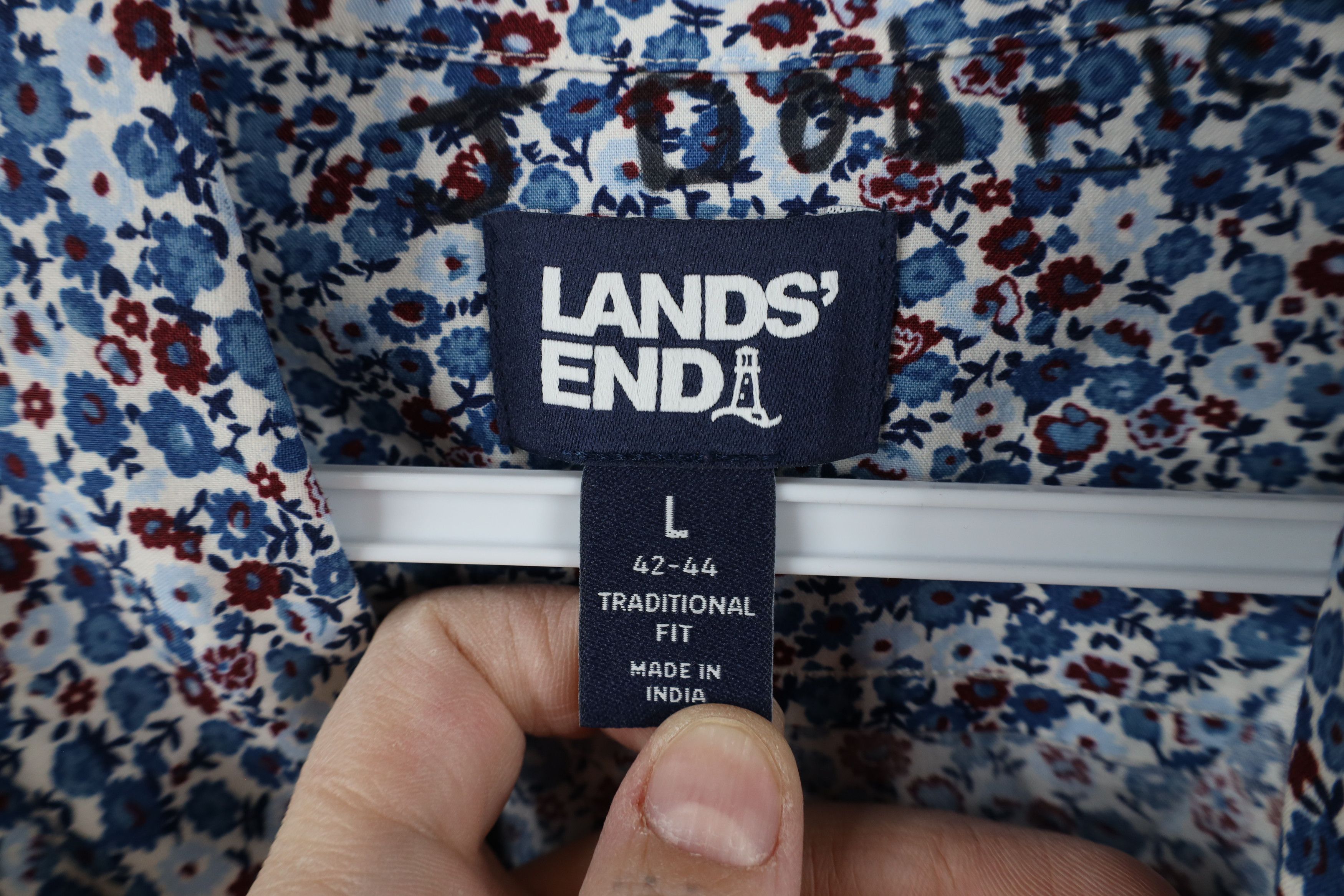 Lands' End × Vintage Vintage Y2K Lands End Over Print Collared Button Down Shirt Size US L / EU 52-54 / 3 - 6 Thumbnail