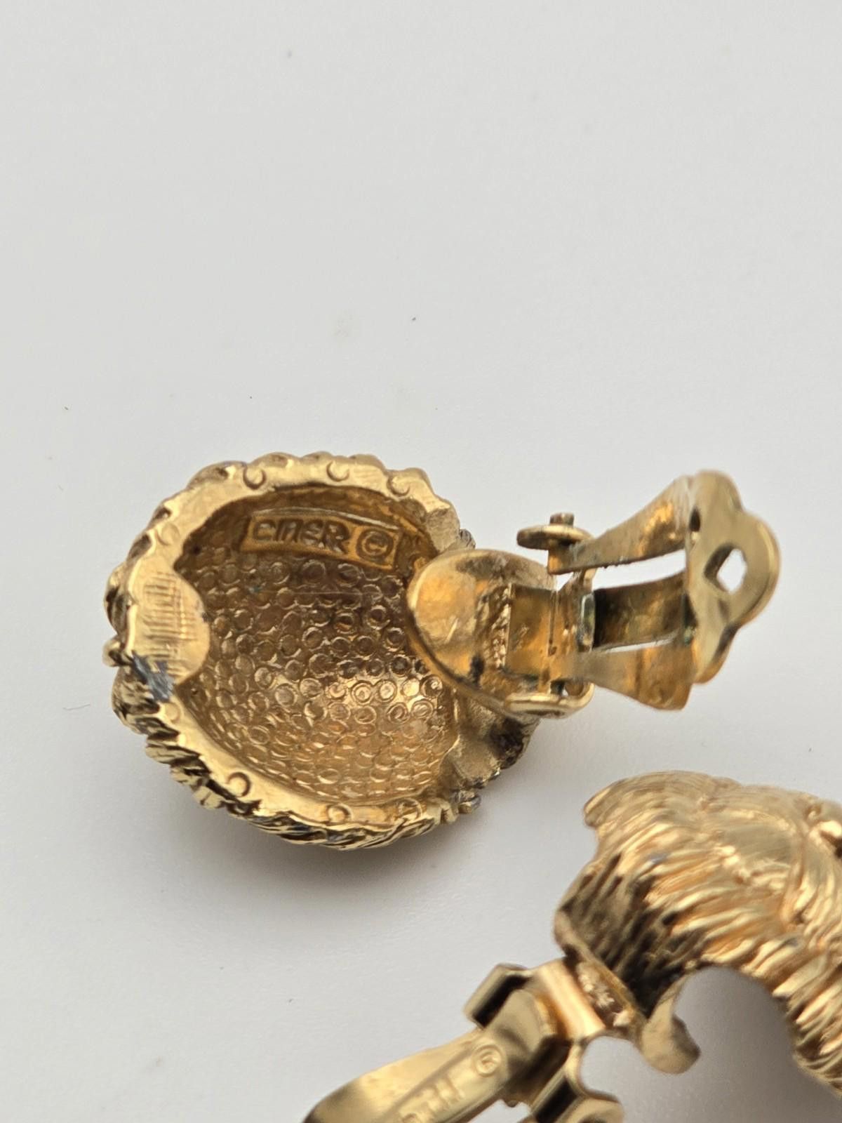 The Cinegogue Vintage Ciner David Hill Lion Clip-On Earrings Gold Tone Size ONE SIZE - 3 Thumbnail