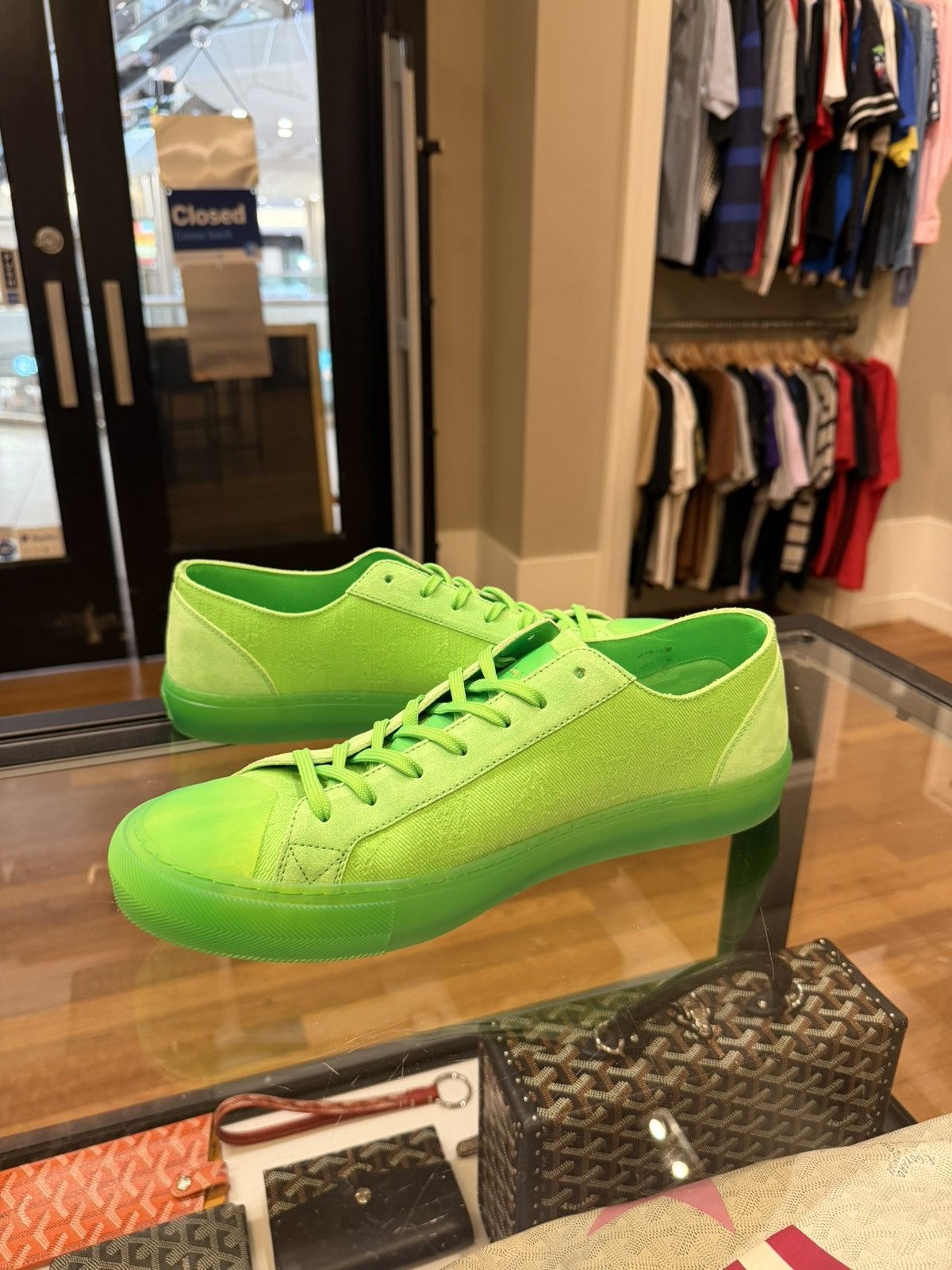 Louis Vuitton Louis Vuitton Tattoo Canvas Sneakers Low - Neon Green Size US 12 / EU 45 - 2 Thumbnail