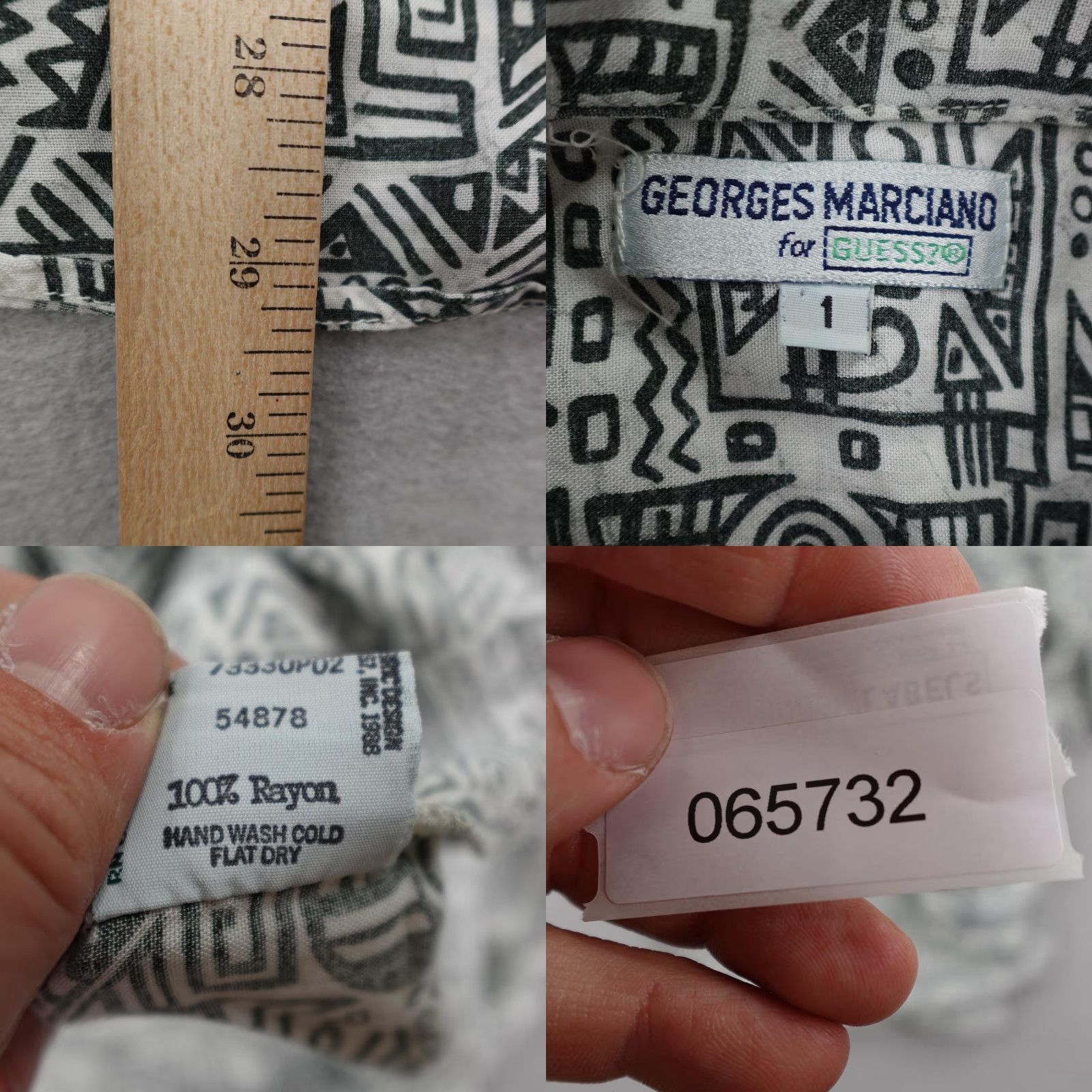 Guess VINTAGE Guess Shirt Mens Large Green White Rayon Aztec AOP Button Up 90s USA Mens Size US L / EU 52-54 / 3 - 8 Thumbnail