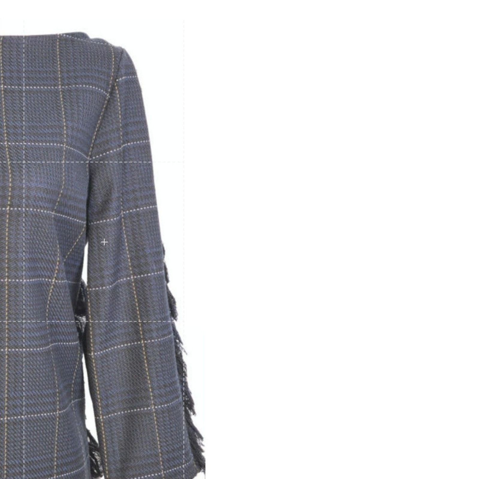 H&M H&M Plaid Fringe Boatneck Top Navy Green 3/4 Sleeve Size 4 Size S / US 4 / IT 40 - 6 Thumbnail