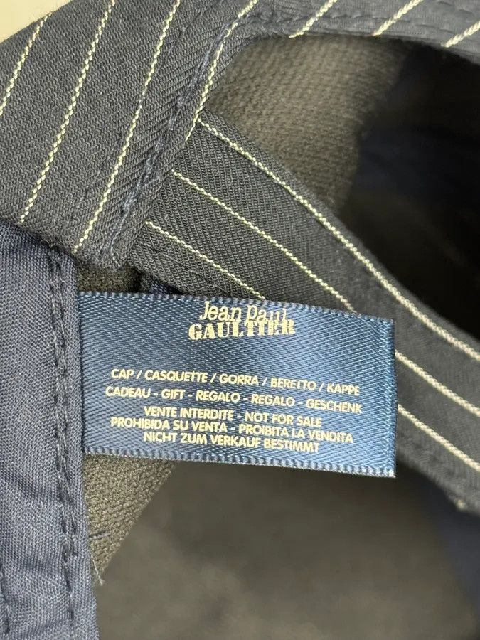 Jean Paul Gaultier Jean Paul Gaultier Navy & White Striped Cap Size ONE SIZE - 7 Thumbnail