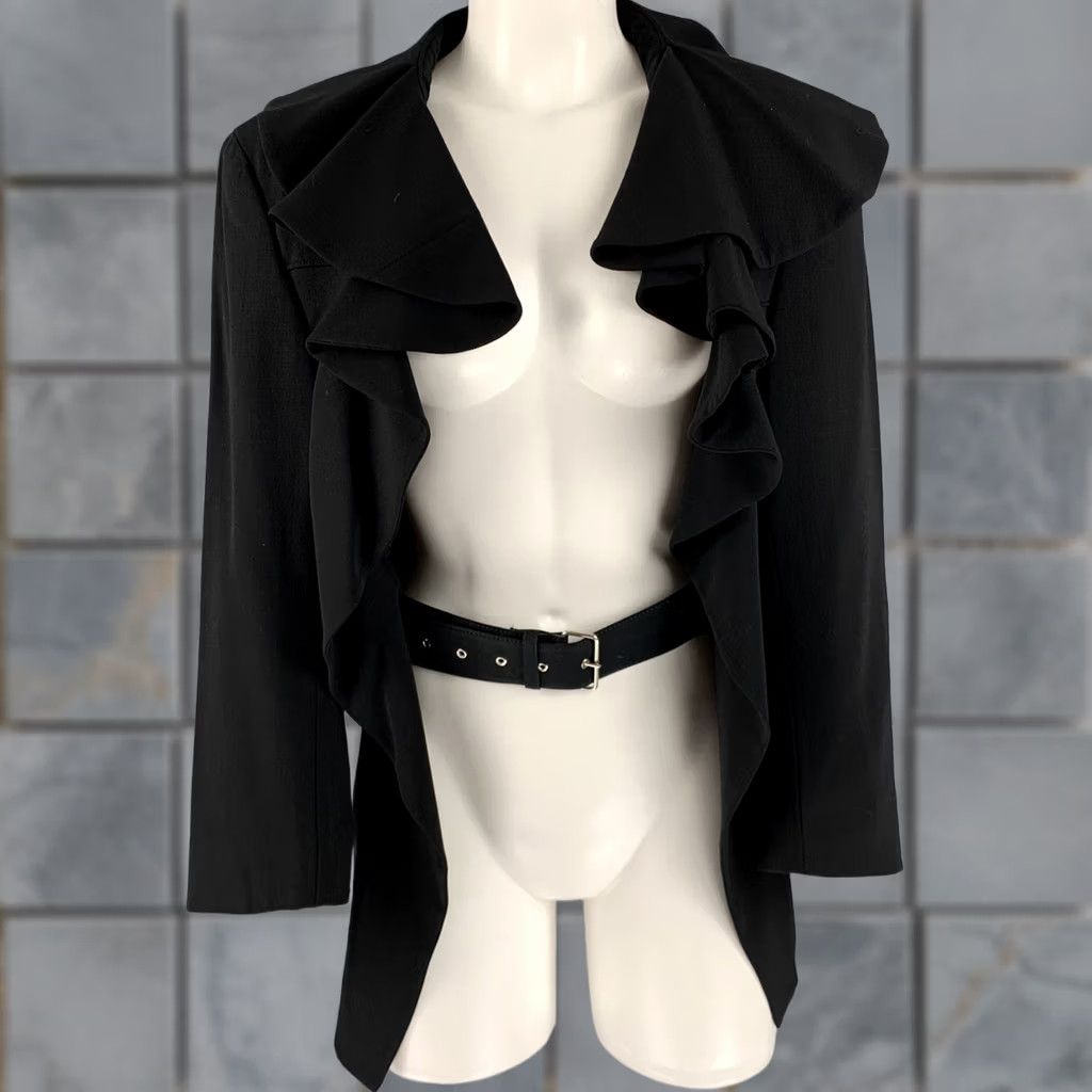 Comme des Garcons Girl COMME des GARCONS Size S Black Wool Open Front Jacket Size S / US 4 / IT 40 - 1 Thumbnail