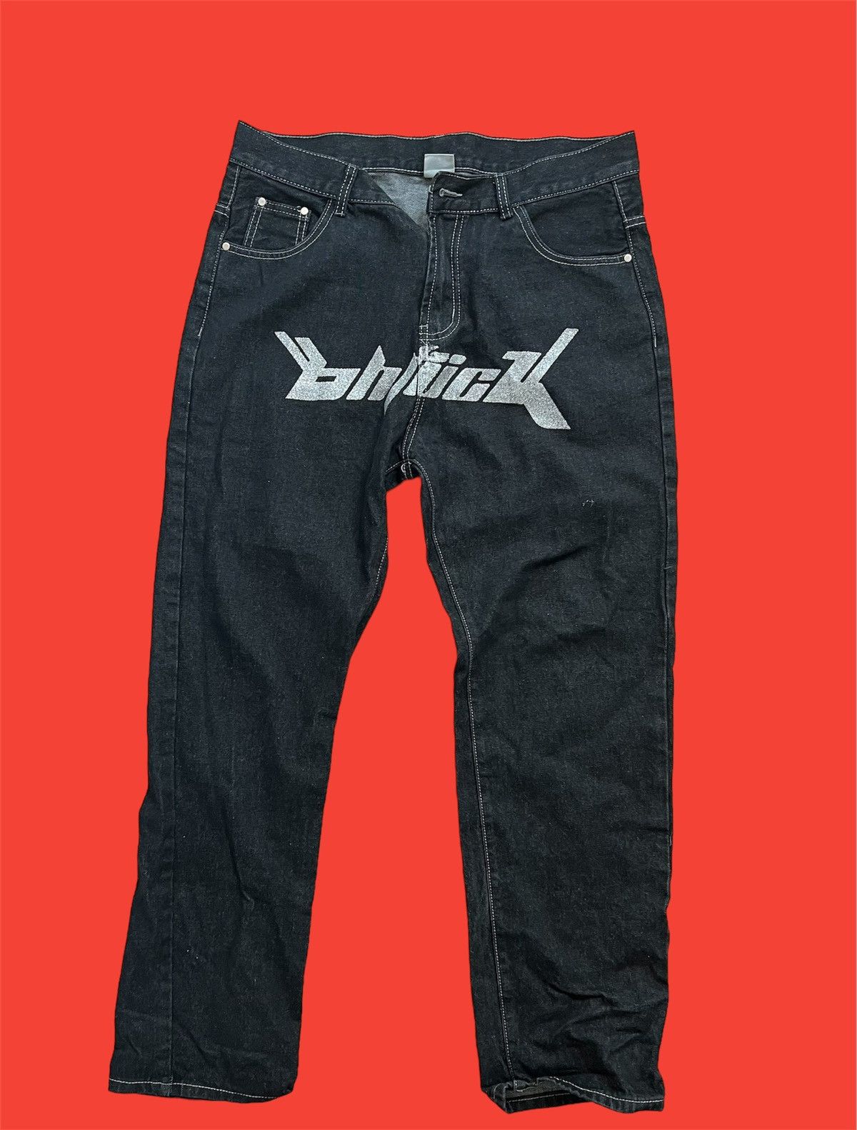Retrofit Black denim jeans with embroidered logo Size US 34 / EU 50 - 1 Thumbnail