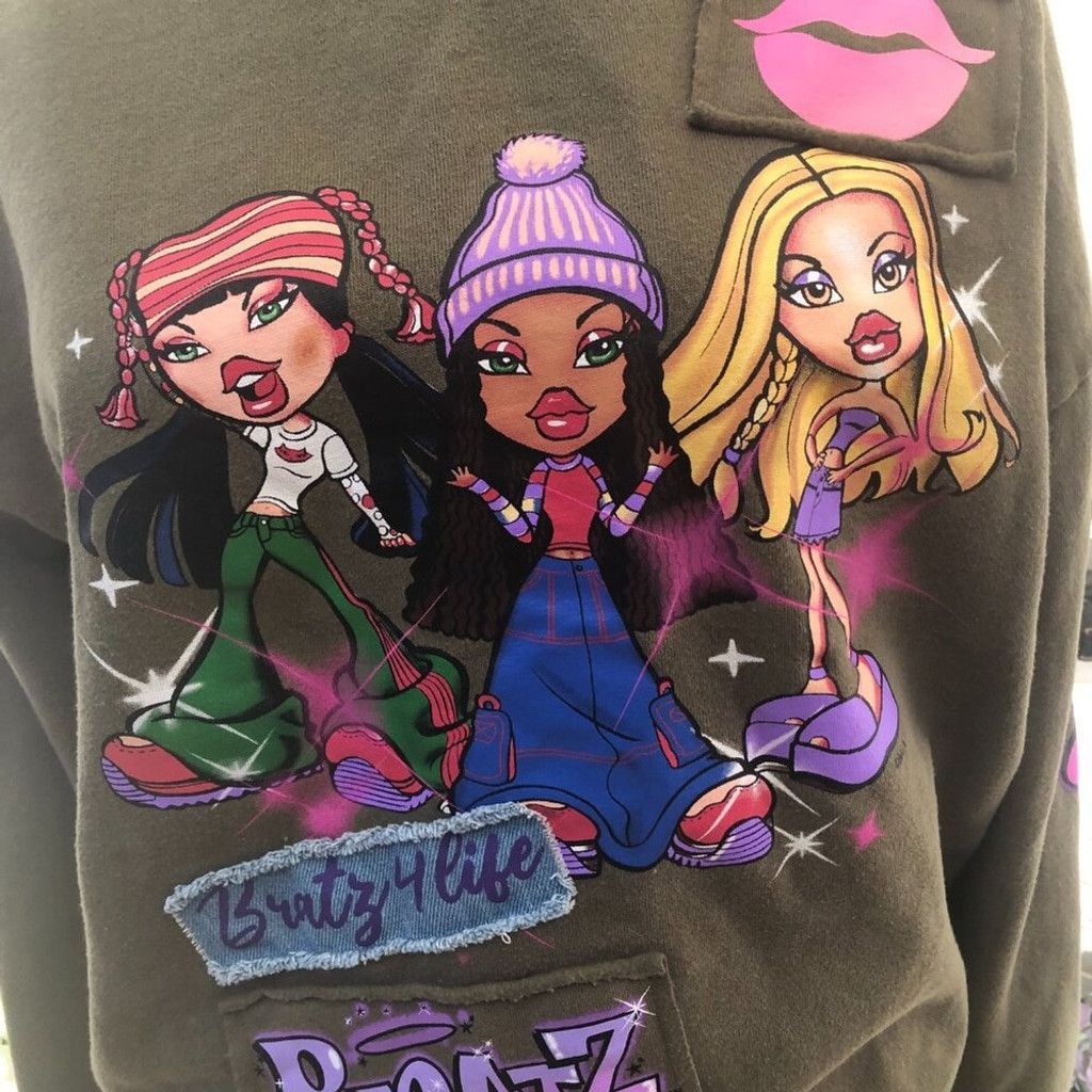 Vintage Y2K Bratz cotton oversized sweatshirt green patchwork XS Size XS / US 0-2 / IT 36-38 - 7 Thumbnail