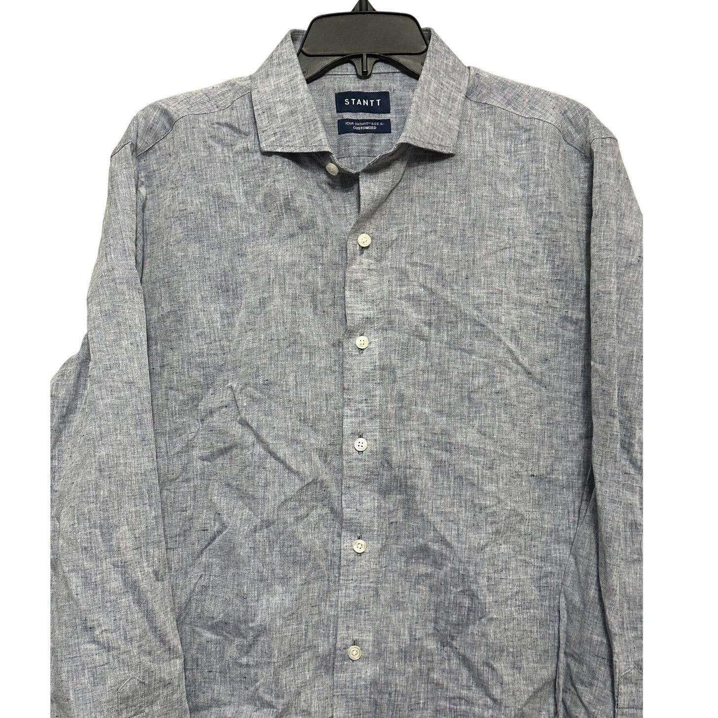 Other Stantt Button Down Shirt Linen Buttoned Cuffs Blue M XL NWOT Size US XL / EU 56 / 4 - 2 Thumbnail