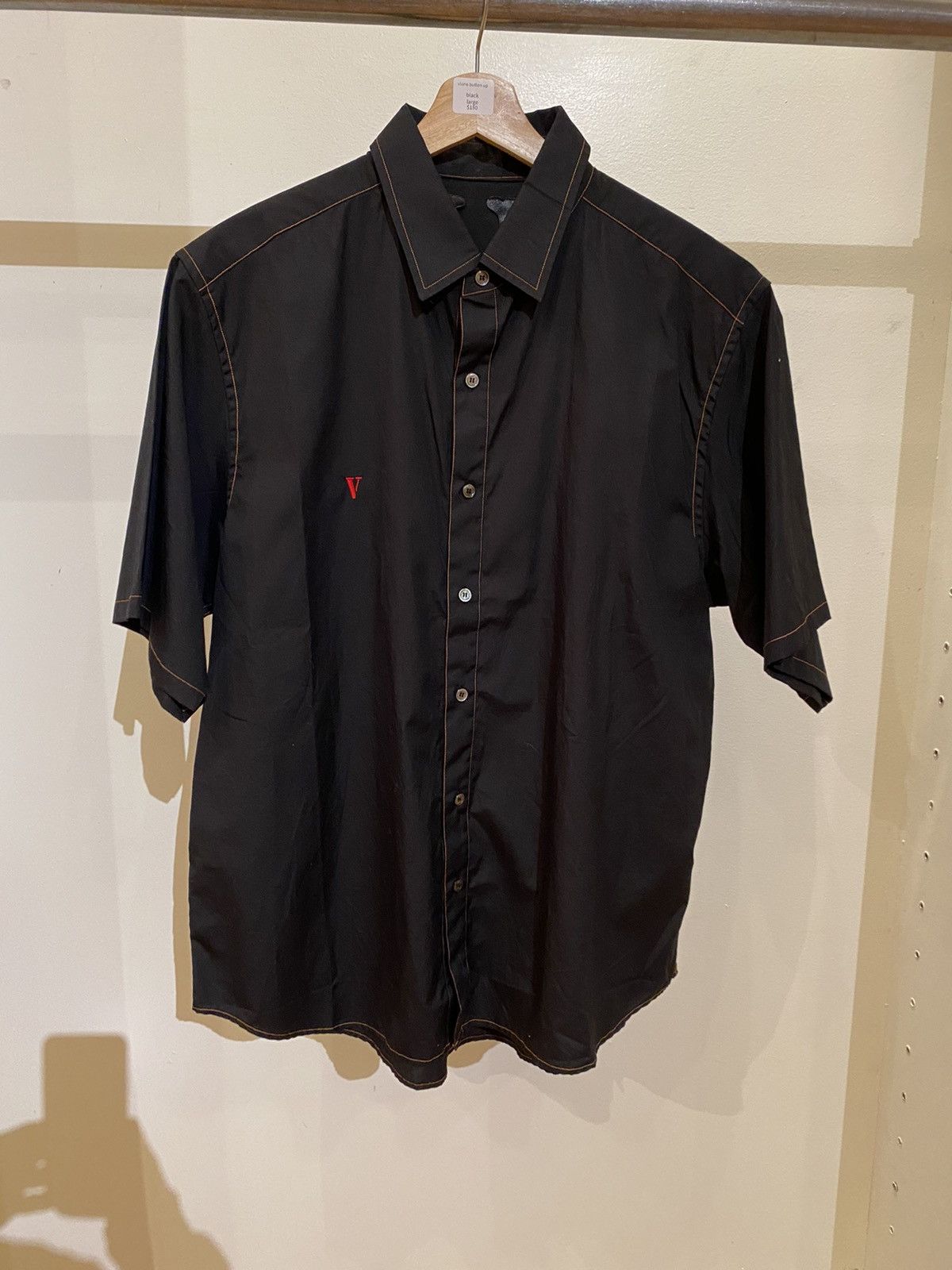 image of Vlone Button Up Shirt in Black, Men's (Size Large)
