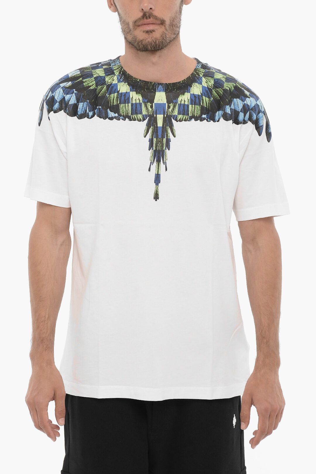 Marcelo Burlon og1mm0824 Chess Wings Crewneck T-Shirt in White Size US XL / EU 56 / 4 - 1 Thumbnail