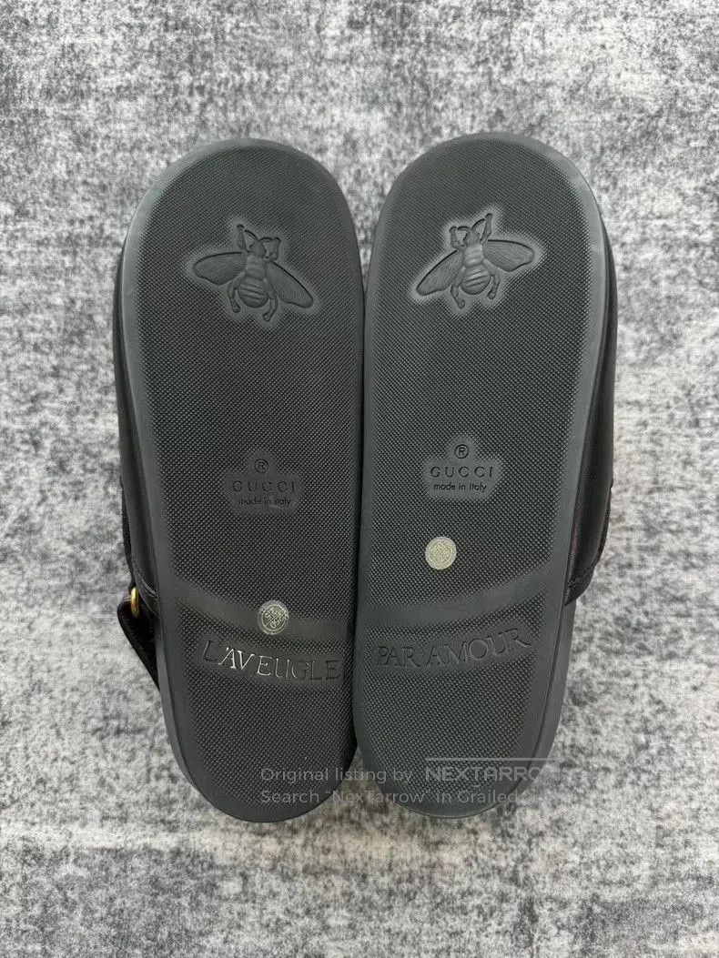 Gucci Gucci Black Embroidered Horsebit Sandals. Size US 8 / EU 41 - 5 Thumbnail