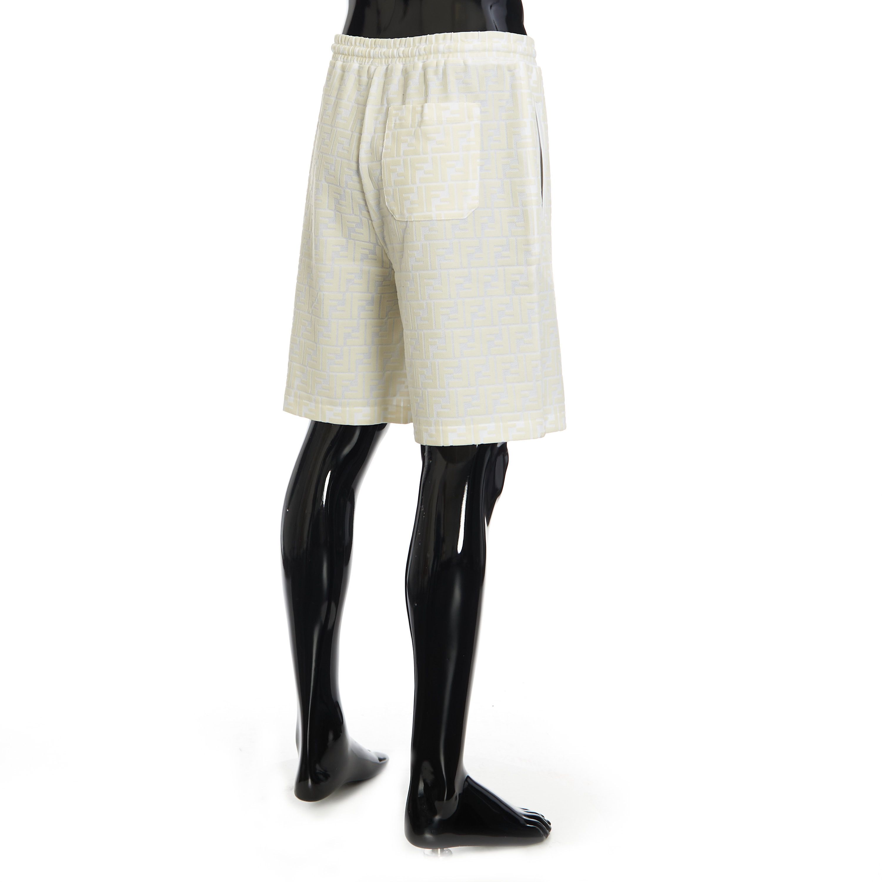 Fendi Jogging Bermuda Shorts In White Cotton With All-Over FF Logo Size US 32 / EU 48 - 6 Thumbnail