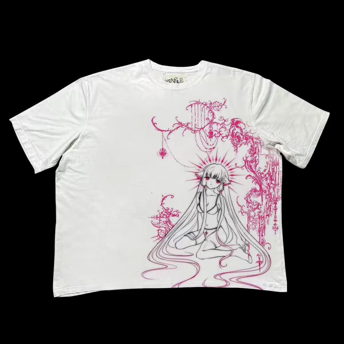 Vintage White Loose Hand Painted y2k Short Sleeve T-Shirt Size US XL / EU 56 / 4 - 1 Thumbnail