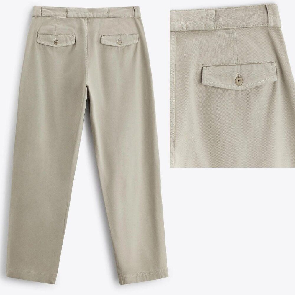 Zara NWT New Zara Grey Cotton Straight Leg 6917/417 Pants Size 2 Size US 29 - 2 Thumbnail