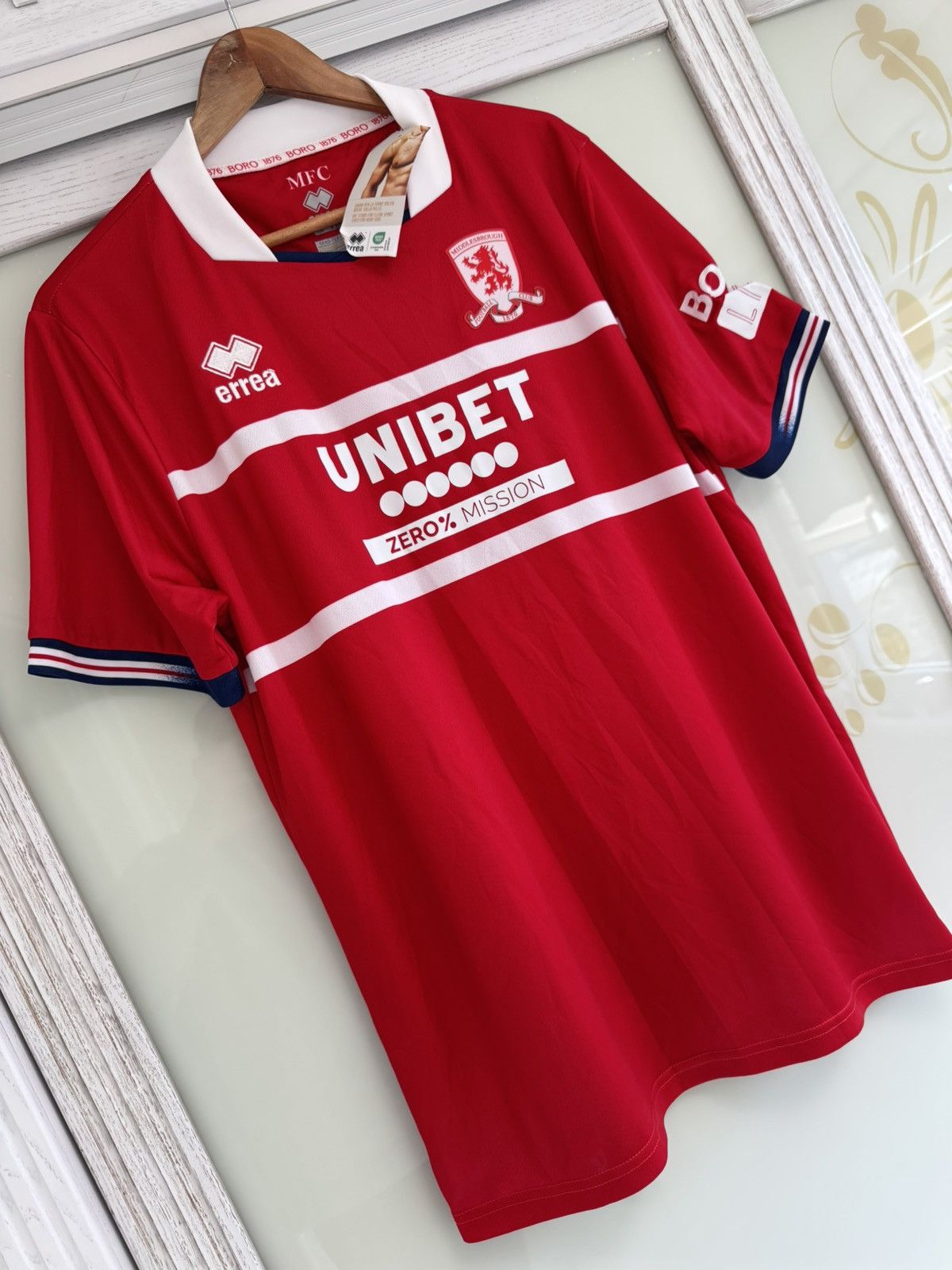 Errea Middlesbrough 2023-2024 Home Soccer Jersey Football Shirt Size US XXL / EU 58 / 5 - 4 Thumbnail