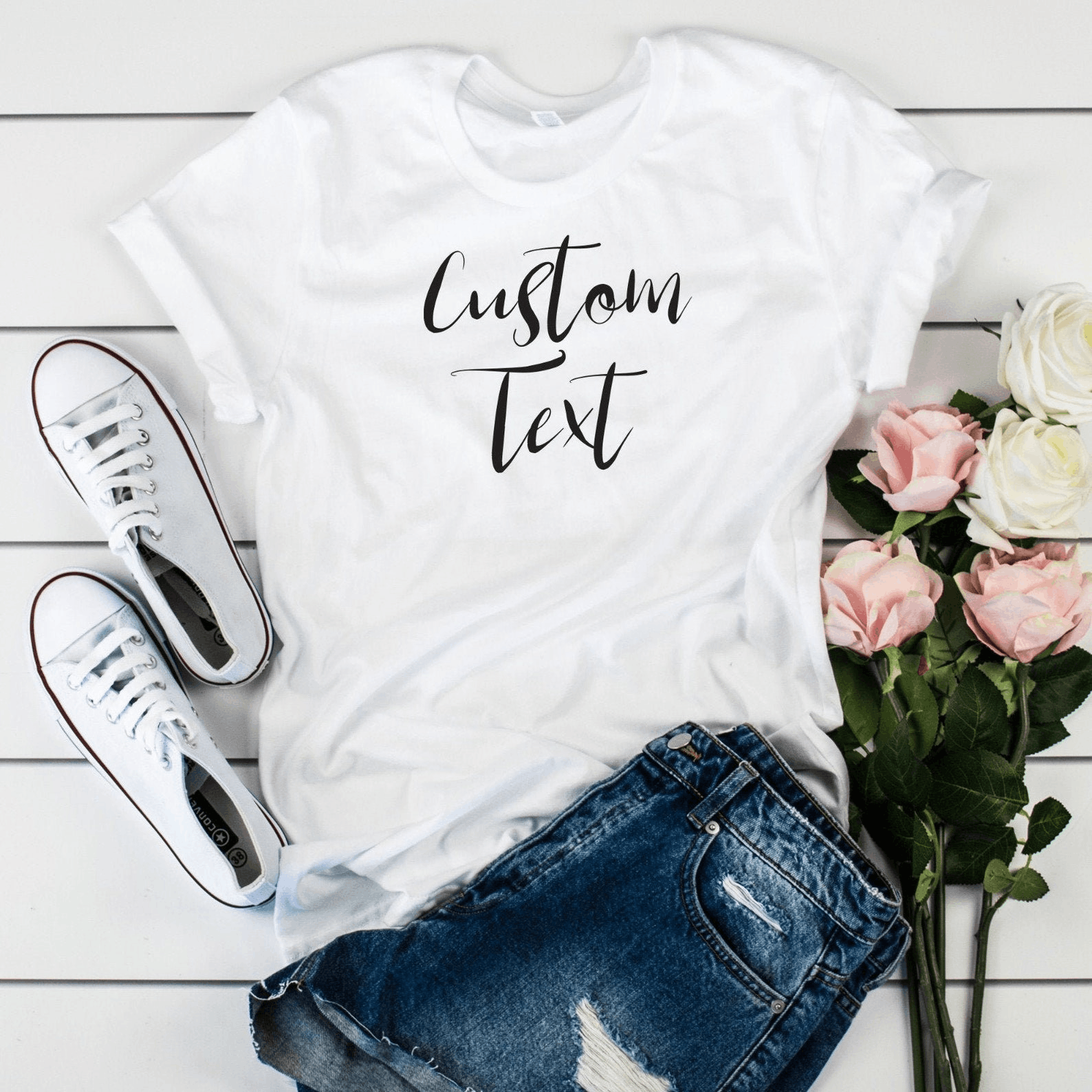 Other Custom Slogan Embroidered T-Shirt Size US S / EU 44-46 / 1 - 1 Thumbnail