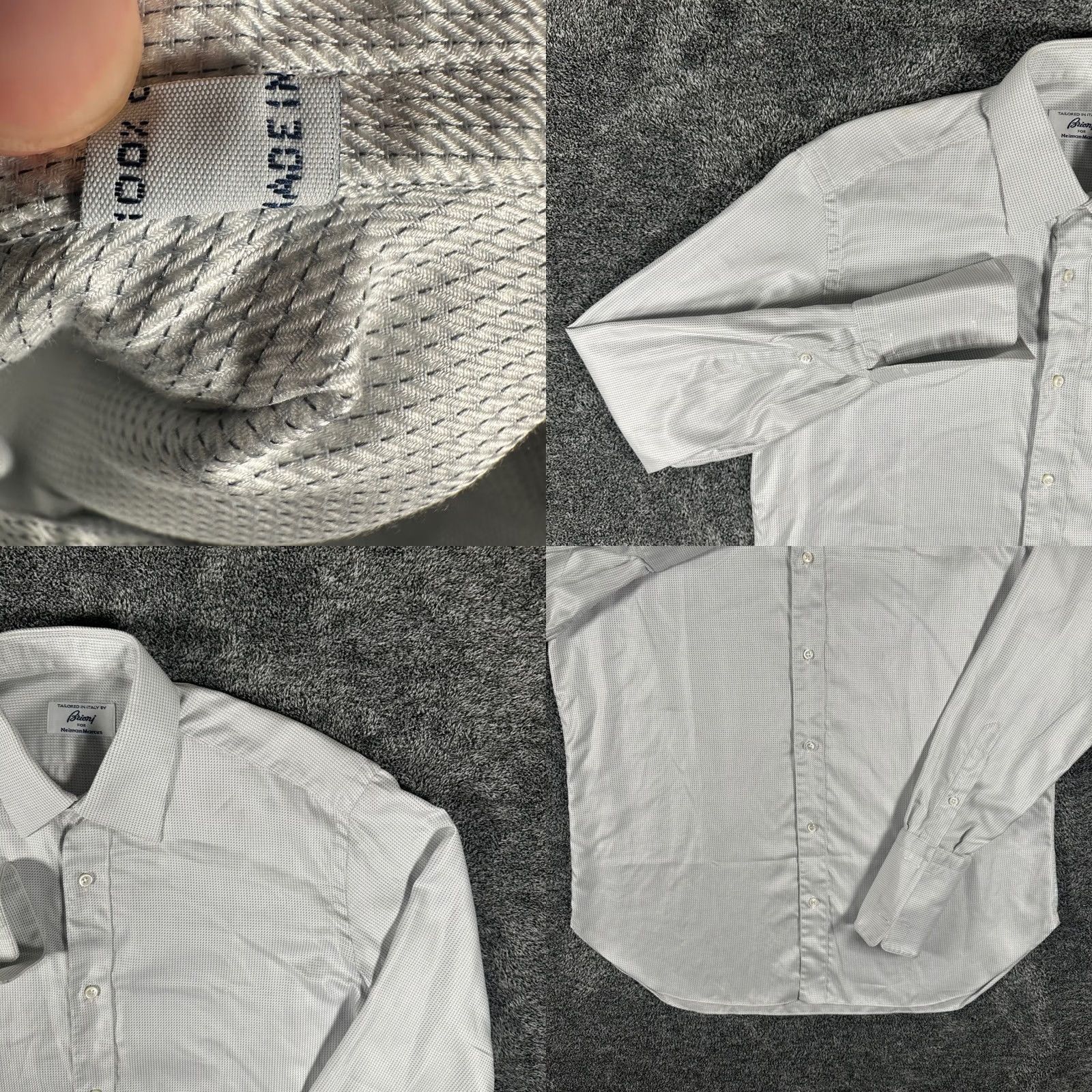 Brioni Brioni Dress Shirt Mens 15.5 R White Gray French Cuff Neiman Marcus Italy Size 42R - 8 Thumbnail