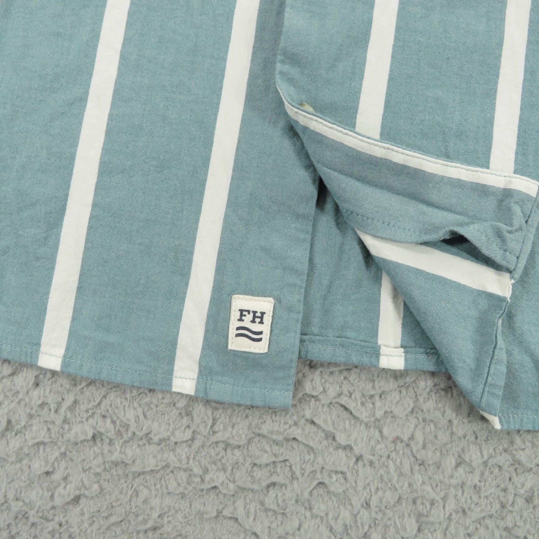 Vintage Fair Harbor Shirt Mens Large Green White Stripe Beach Camp Lounge Surfer Viscose Size US L / EU 52-54 / 3 - 3 Thumbnail