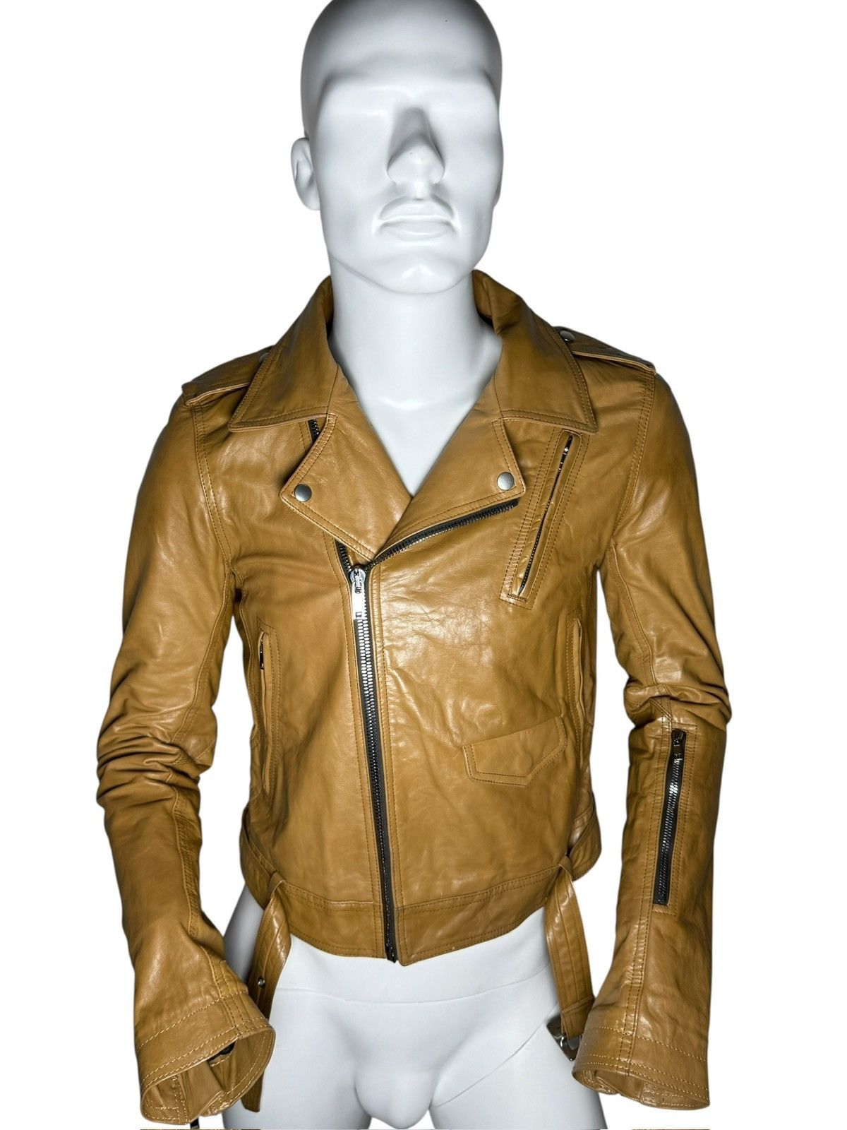Rick Owens Rick Owens Honey High-Neck Leather Jacket – FW21 Size US M / EU 48-50 / 2 - 2 Thumbnail
