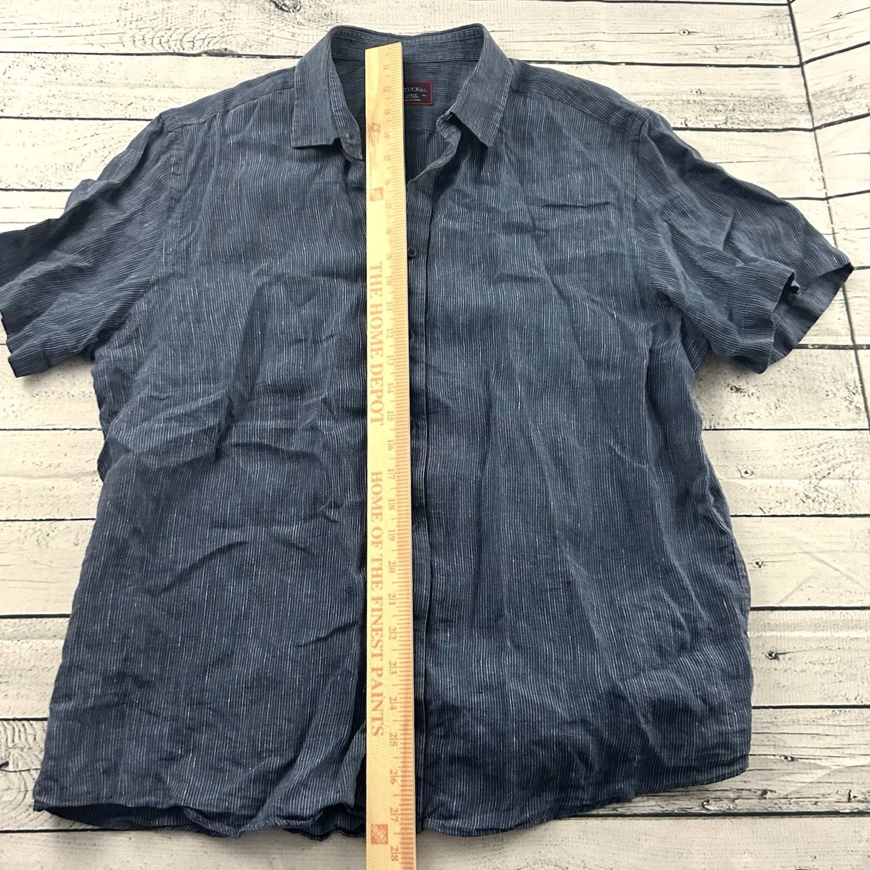 UNTUCKit UNTUCKit Short Sleeve Shirt 100% Linen Button Front Blue Mens Large L Shirt Size US L / EU 52-54 / 3 - 3 Thumbnail