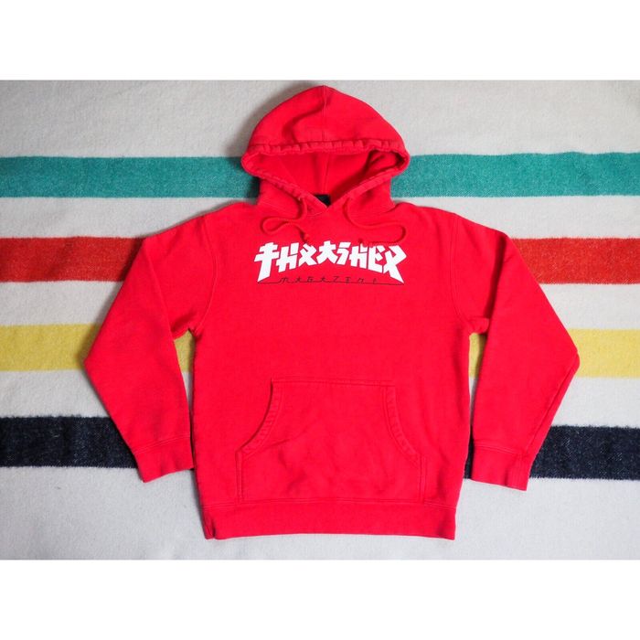 Red japanese thrasher online hoodie