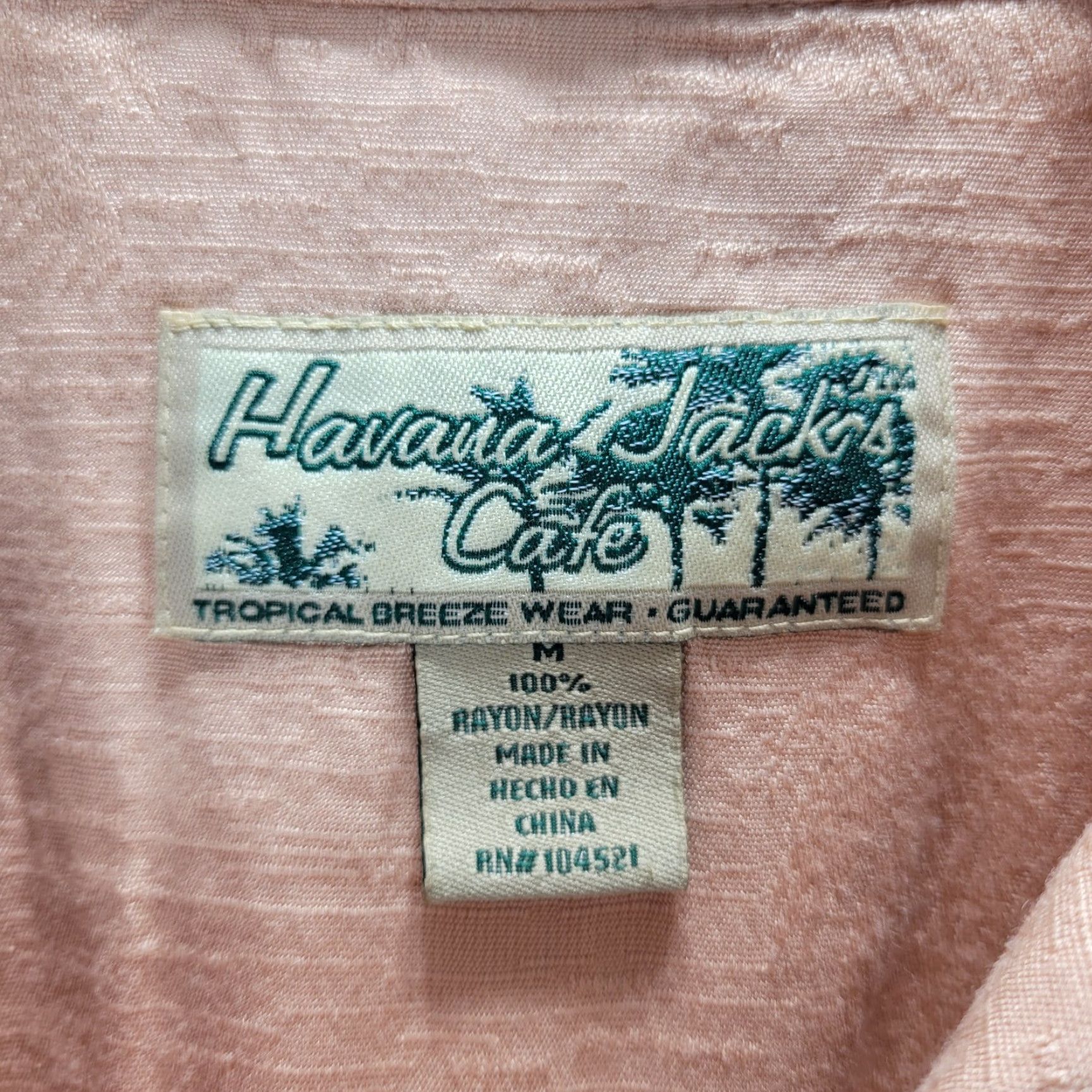 Vintage Men's Havana Jack's Cafe Peach Shirt Short Sleeve Button Up Hawaiian Soft Sz M Size US M / EU 48-50 / 2 - 3 Thumbnail