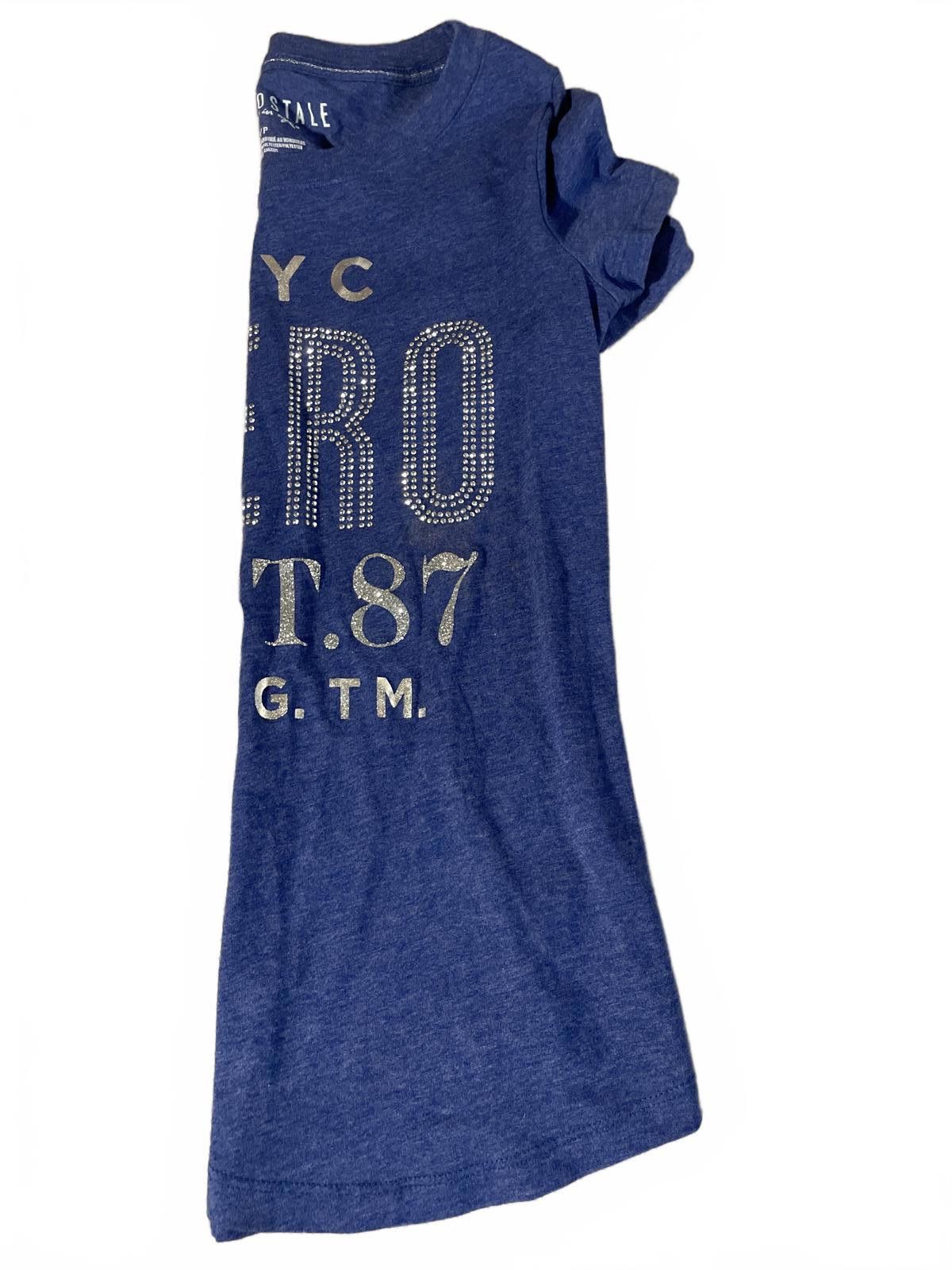 Aeropostale Y2K Aero Tee Top Women's Small Blue Silver NYC Rhinestones Size S / US 4 / IT 40 - 7 Thumbnail
