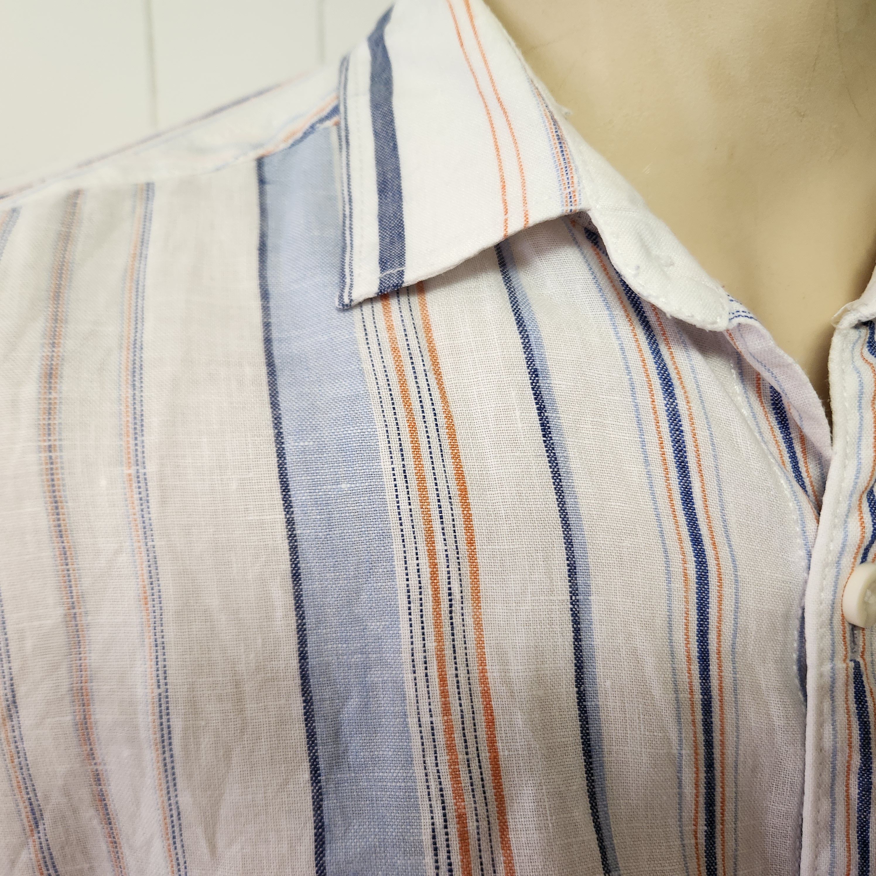 Tommy Bahama Tommy Bahama shirt M 100% linen white blue orange stripe Size US M / EU 48-50 / 2 - 5 Thumbnail