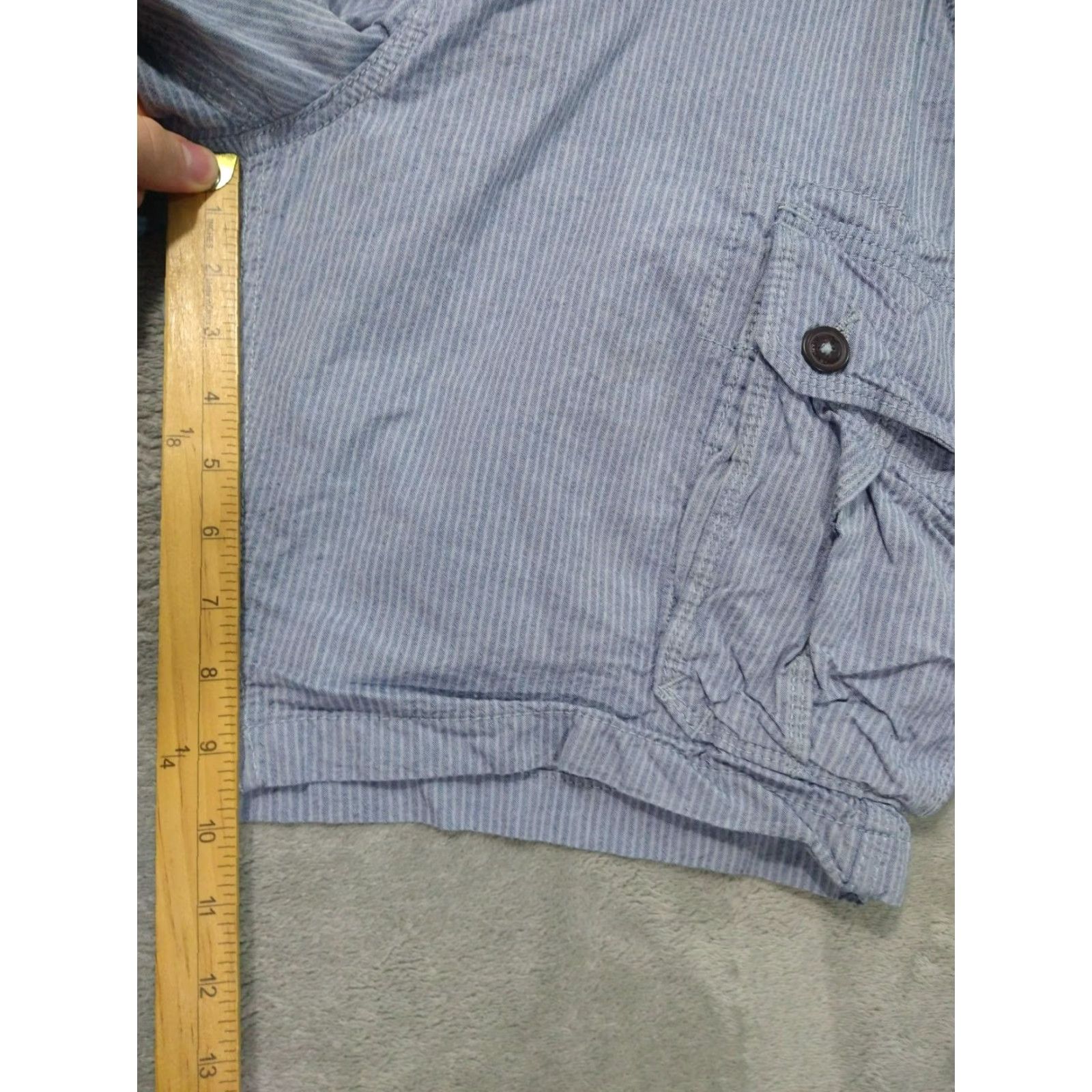 American Eagle Outfitters American Eagle Shorts Mens 33 x 10 Blue Striped Cargo Classic Baggy Mid Rise Size US 33 - 5 Thumbnail