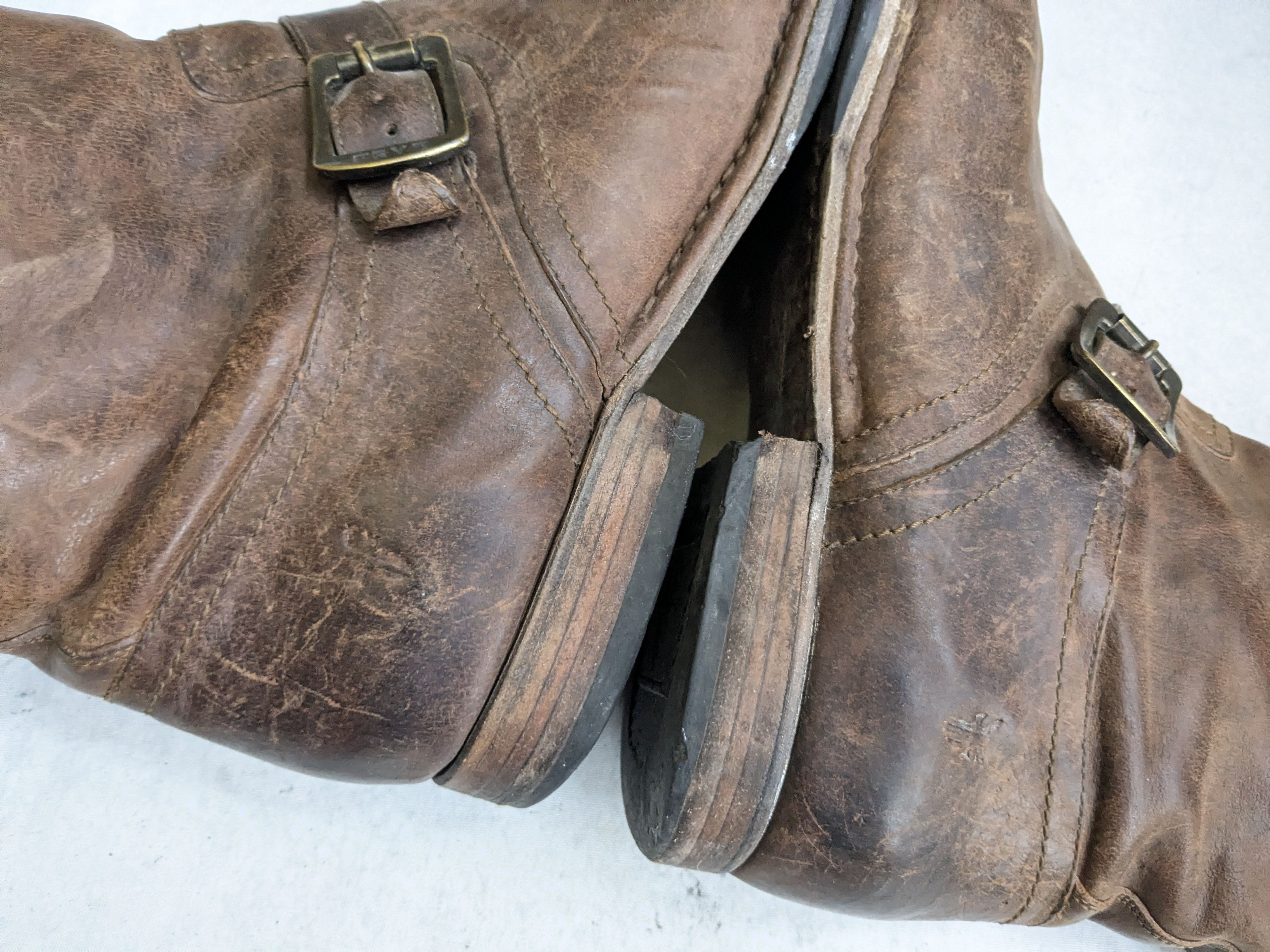 Frye Frye Engineer Boots Brown Leather 11.5 Leather Buckle Size US 11.5 / EU 44-45 - 13 Thumbnail