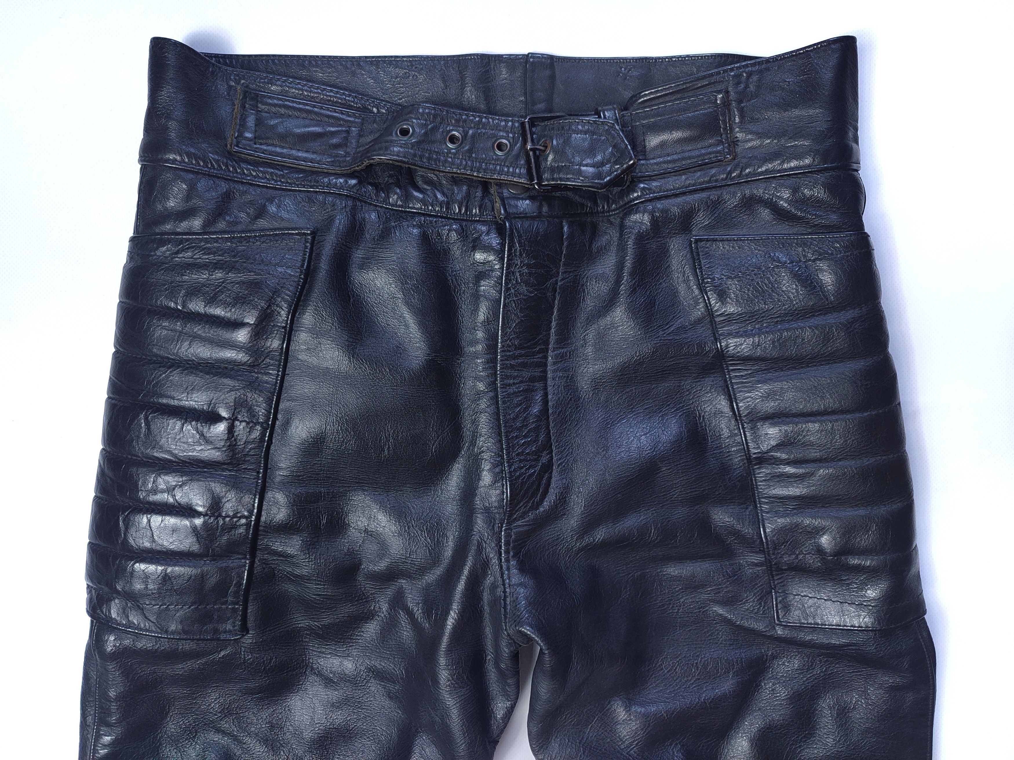 Genuine Leather Vintage Moto Biker Leather Pants Size US 32 / EU 48 - 3 Thumbnail