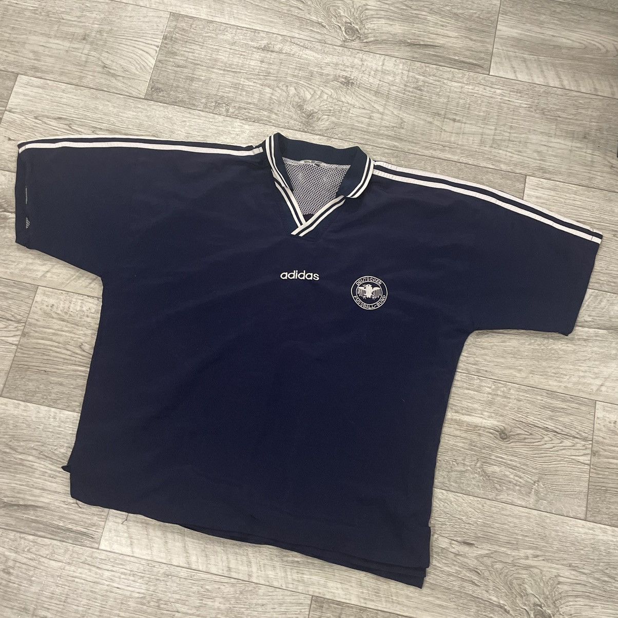 Adidas × Vintage Adidas Germany 90s germania jersey navy tee shirt deutscher Size US L / EU 52-54 / 3 - 1 Thumbnail