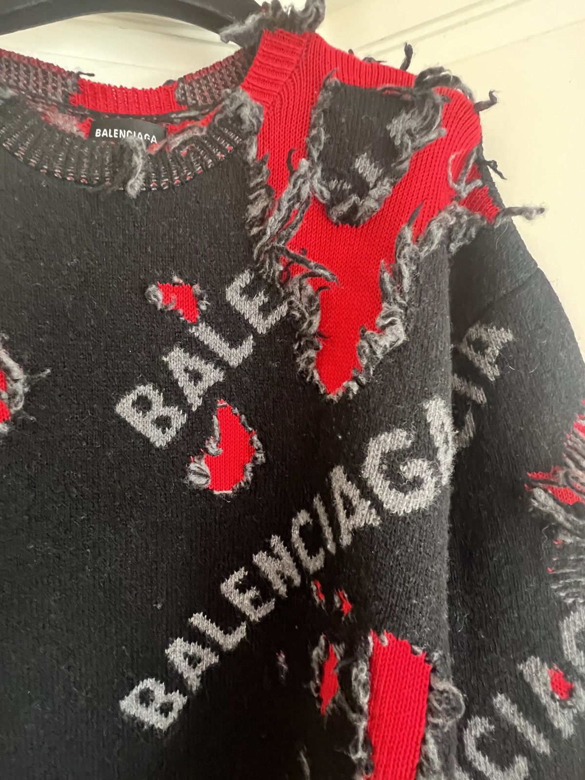 Balenciaga 🔥 Balenciaga distressed wool Knit top sweater pullover Size US S / EU 44-46 / 1 - 4 Thumbnail