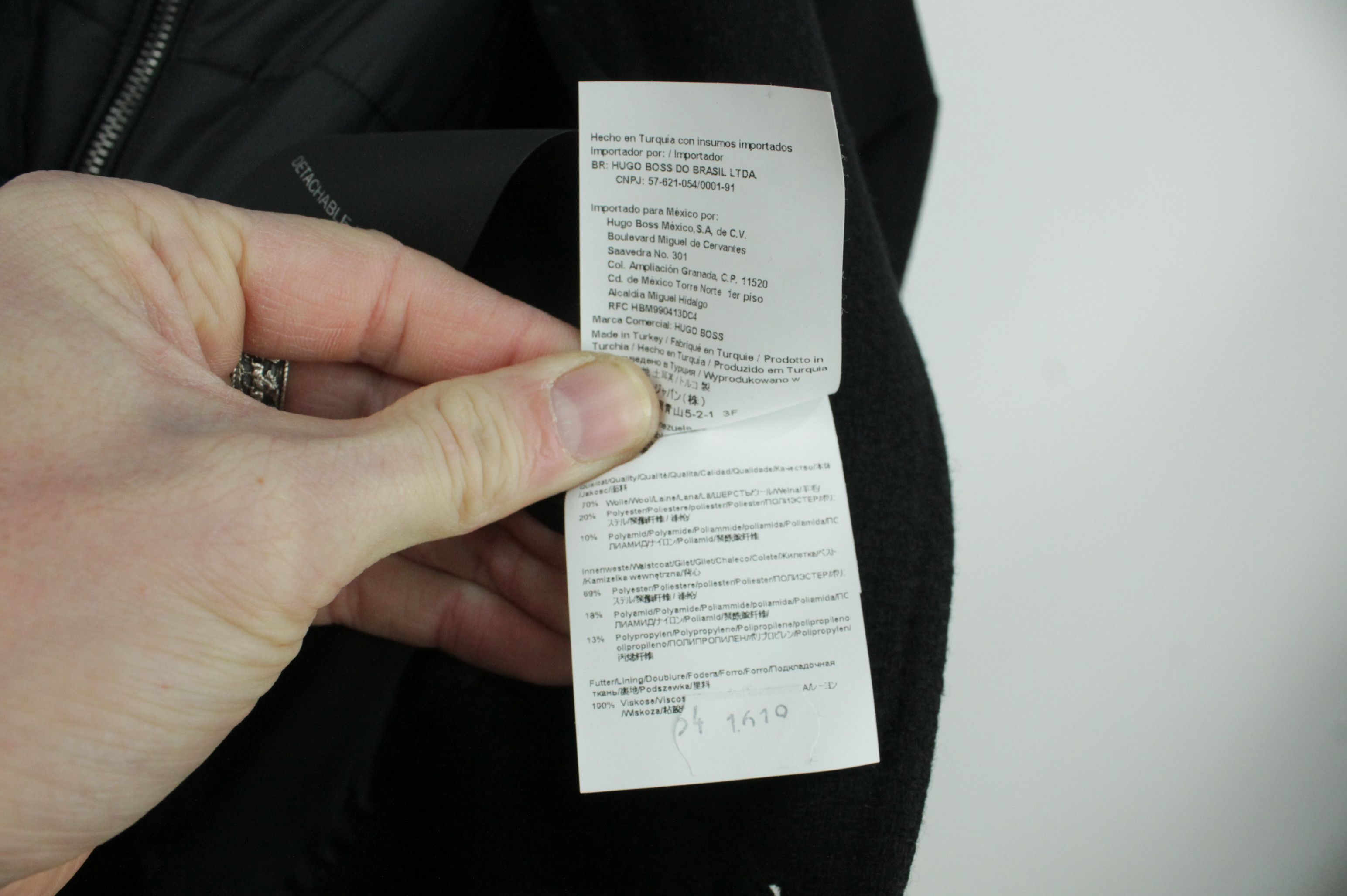 Hugo Boss Hugo Boss Nadim4 Inner Bib Slim Fit Black Wool Coat Size US L / EU 52-54 / 3 - 11 Thumbnail