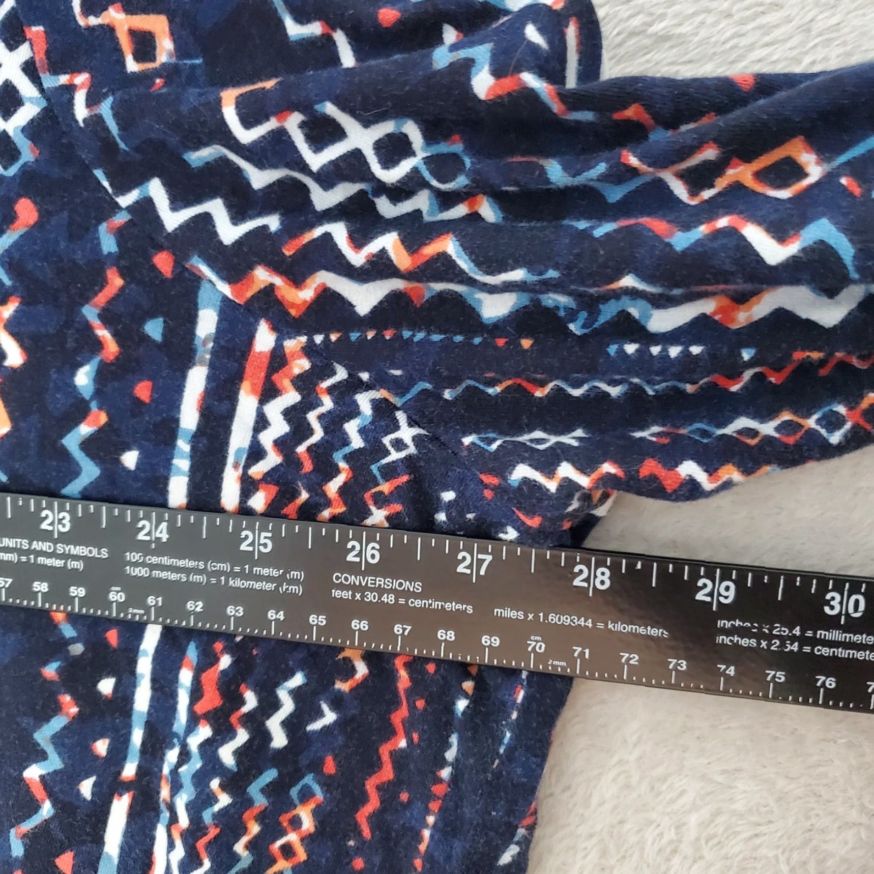 Vintage Ulla Popken Top Women 4X Blue Print Geometric Round Neck 3/4 Sleeve Tunic Boho Size XXL / US 16-18 / IT 52-54 - 5 Thumbnail