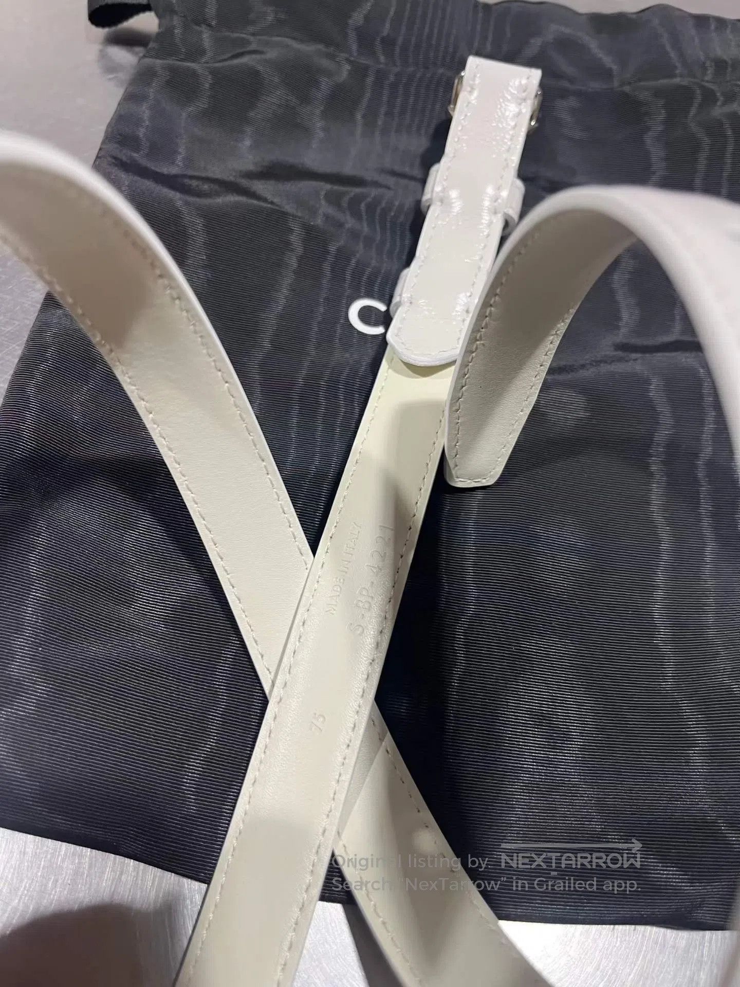 Celine CELINE size 75 Celine Silver Buckle Narrow White Leather B Size ONE SIZE - 4 Thumbnail