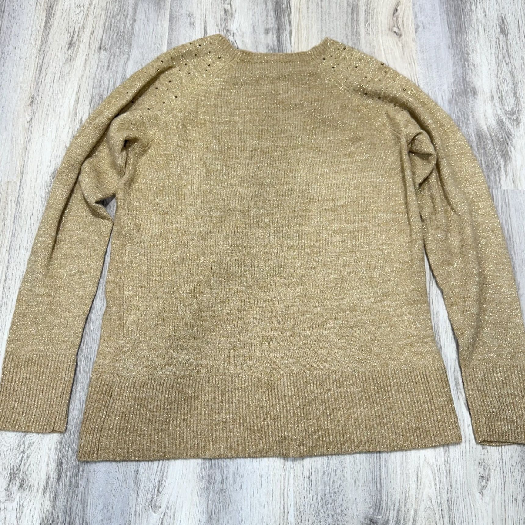 Apt. 9 Apt. 9 Sweater Pullover Women Long Sleeve Knit Rhinestone Acrylic Tan L NWY Size L / US 10 / IT 46 - 3 Thumbnail