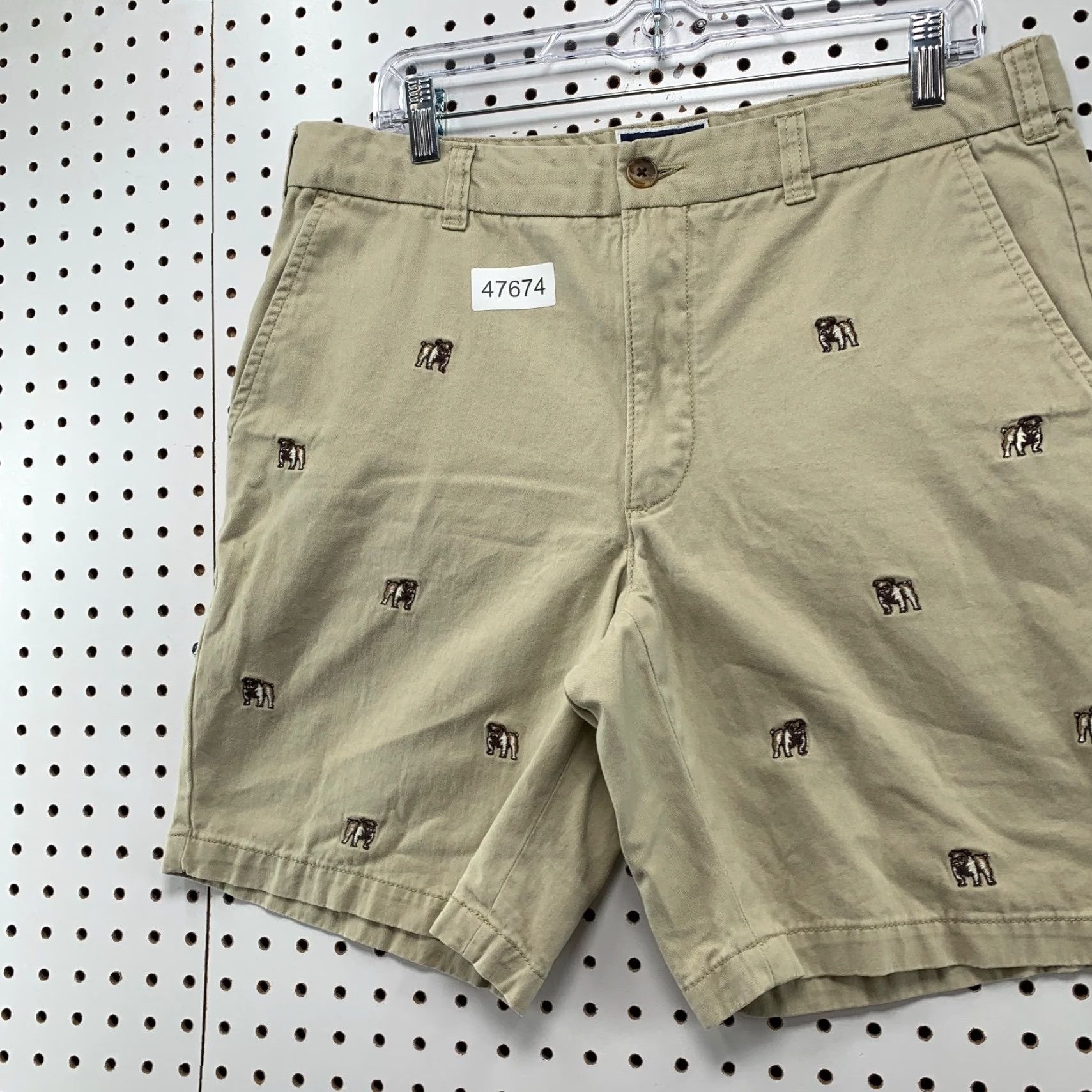 Club Room Club Room Shorts Mens 34 Khaki Embroidered All Over Preppy Casual 35x9 Bulldogs Size US 34 / EU 50 - 5 Thumbnail