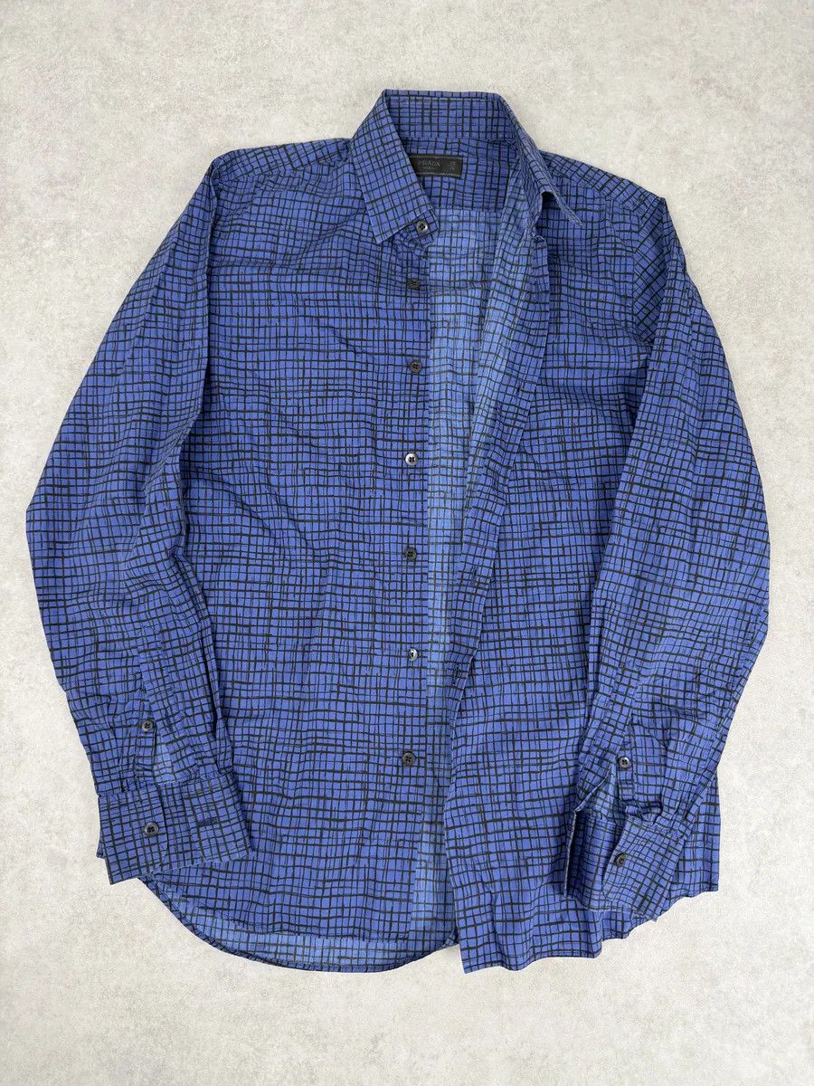 Prada SS02018 Prada Blue & Black Checkered Abstract Shirt Size US M / EU 48-50 / 2 - 7 Thumbnail