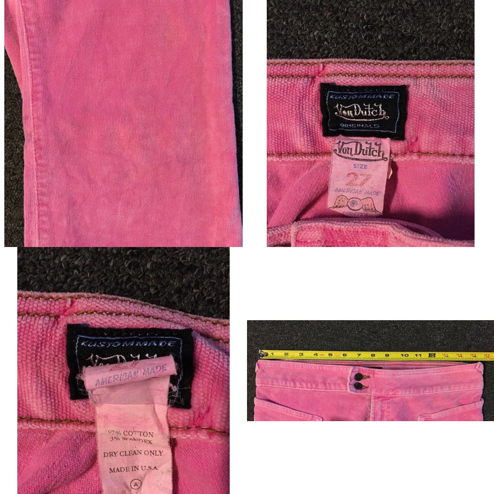 Vintage VINTAGE Hollywood Von Dutch Faded Low Rise Flared Pants 30 Women Pink USA 80s 90s Grunge Rockabilly Fashion Designer Belted Shoes? Size 30" / US 8 / IT 44 - 9 Thumbnail