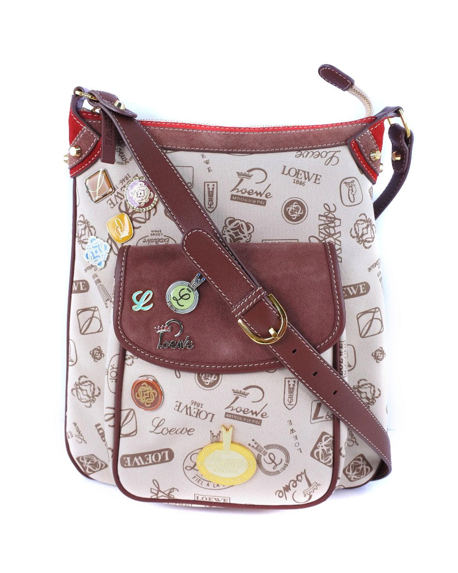 image of Loewe Beige Suede Shoulder Bag, Women's