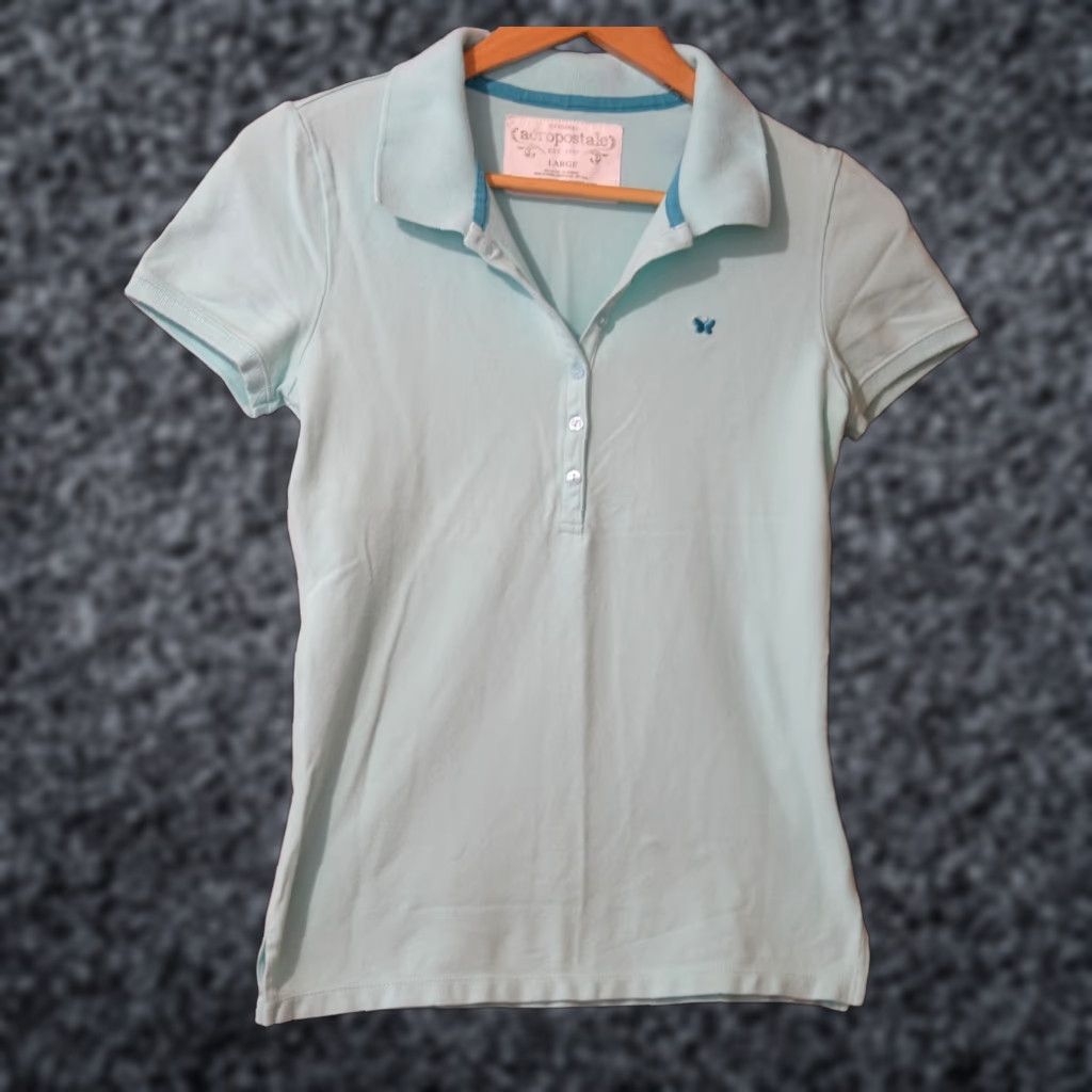 Aeropostale EUC Aeropostale Polo Shirt Green Stretch Casual Preppy Women's L Shirt Polo Green Stretch Casual Preppy Women L Size L / US 10 / IT 46 - 1 Thumbnail