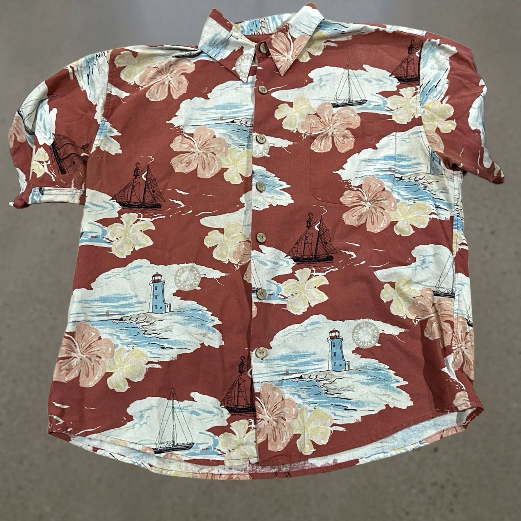 Paradise Paradise Blue Shirt Mens Hawaiian Silk Blend Button-Up Short Sleeve Collared Pattern Palm Beach Aloha Casual Travel Vintage No Size US L / EU 52-54 / 3 - 1 Thumbnail