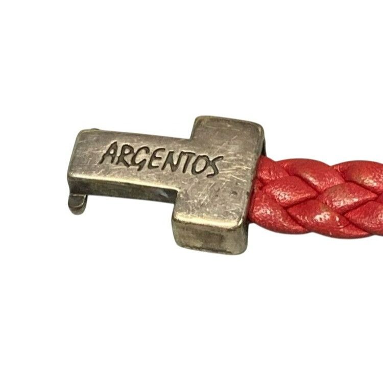 Other Argentos Red Braided Leather Bracelet With Silver Peace Sign Size ONE SIZE - 6 Thumbnail